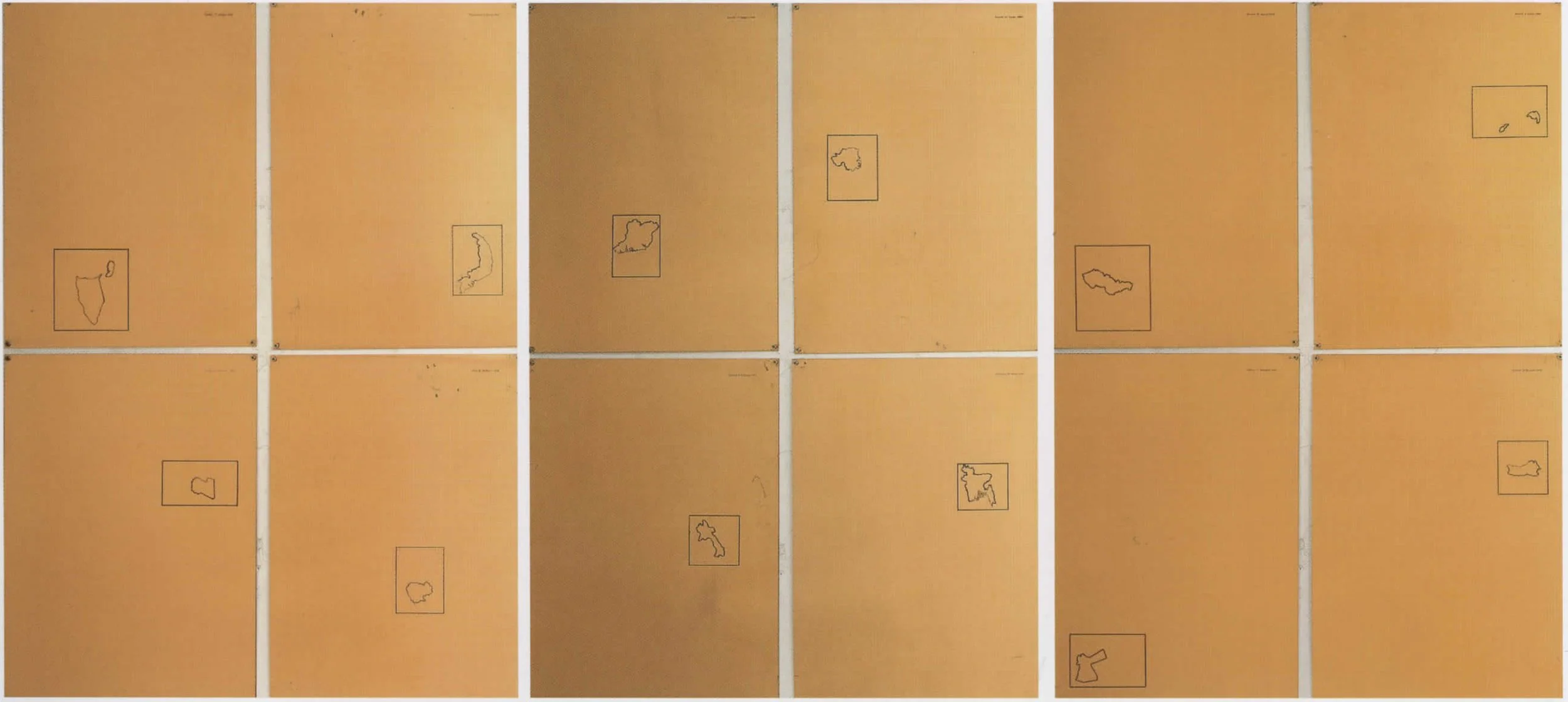 Cat. n. 349  
Dodici forme dal 10 giugno 1967, 1971,  incisione su rame, dodici elementi, 59 x 43 cm ciascuno 