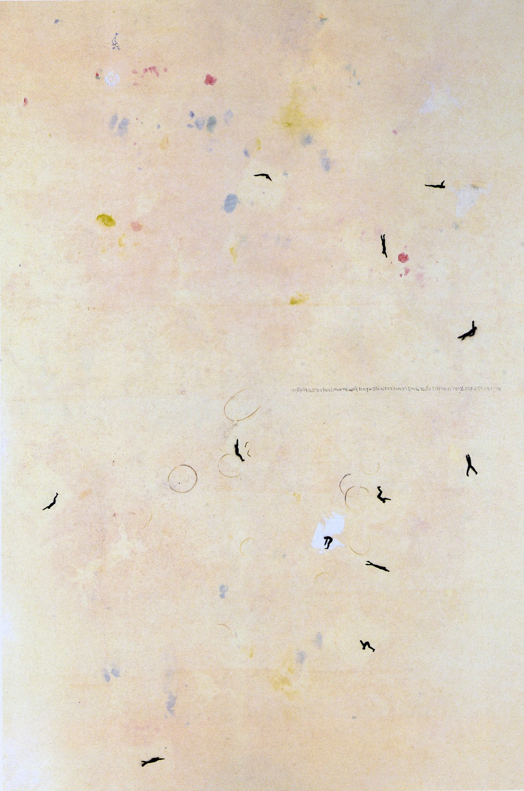    
Le dodici piscine, 1984, matita, guazzo e collage su carta intelata, 150 x 100 cm