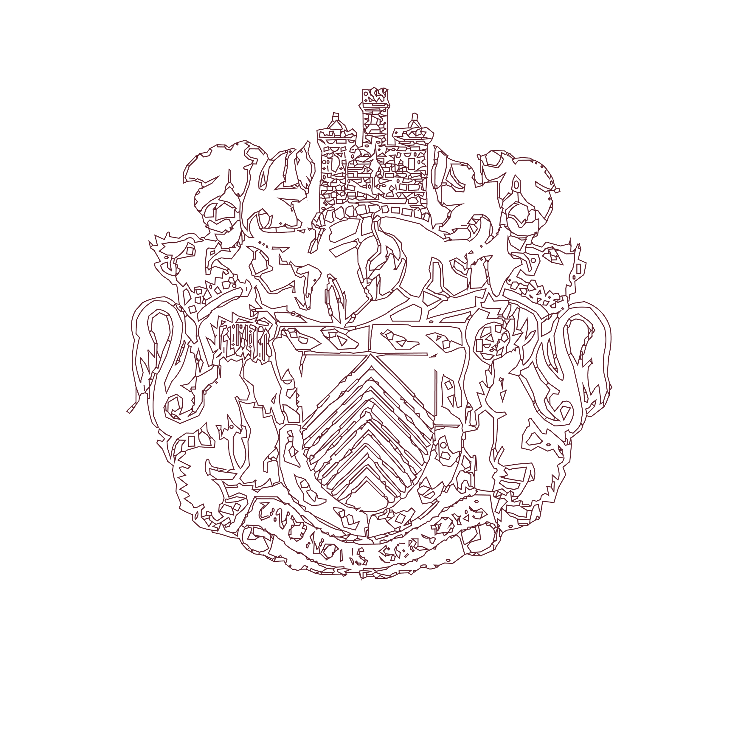 Illustrated town crest featuring a shield, lions, and a castle at the top, with the text "Pembroke Town Council" below.