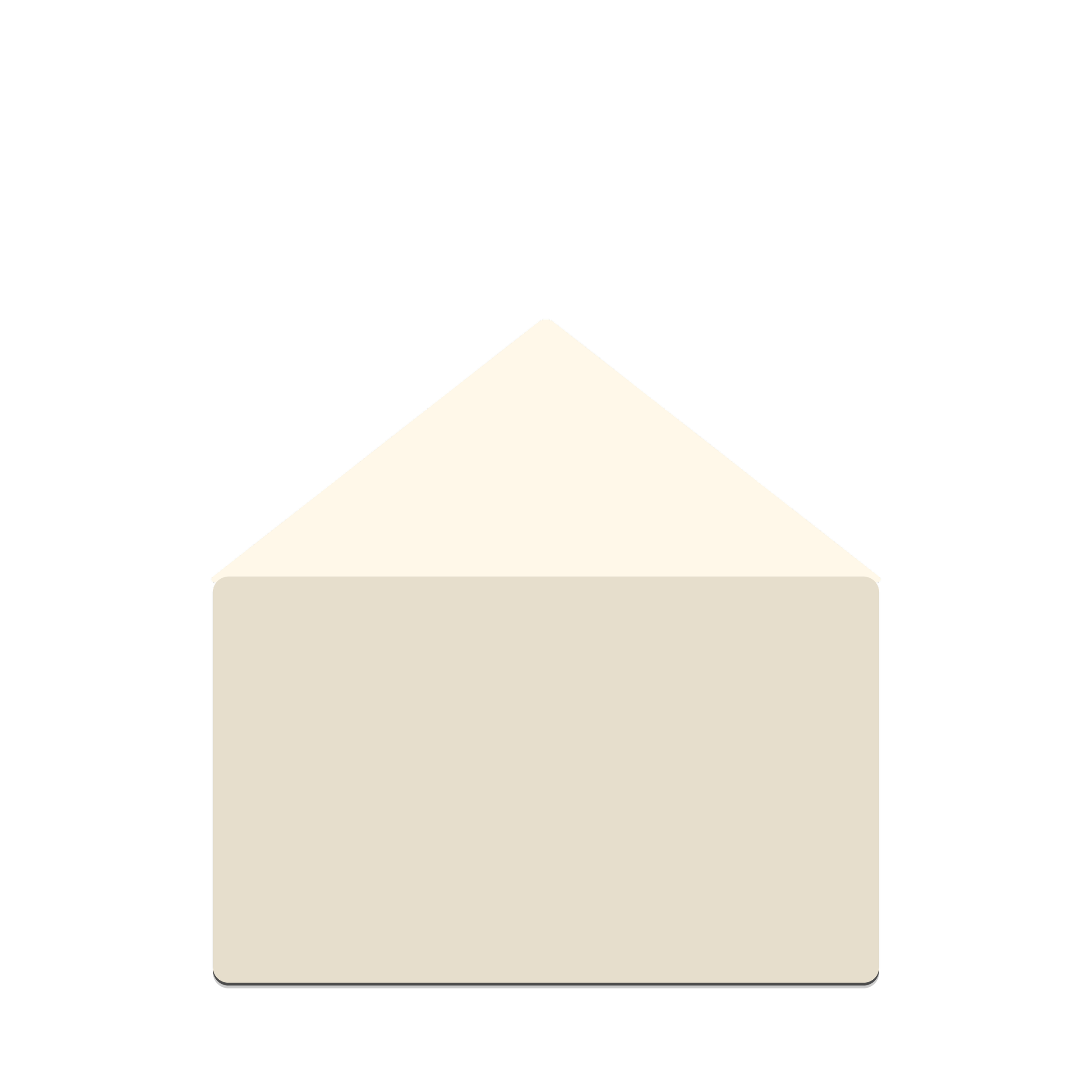 A minimalist illustration of a house with a black background, featuring a beige rectangular base and a white triangular roof.