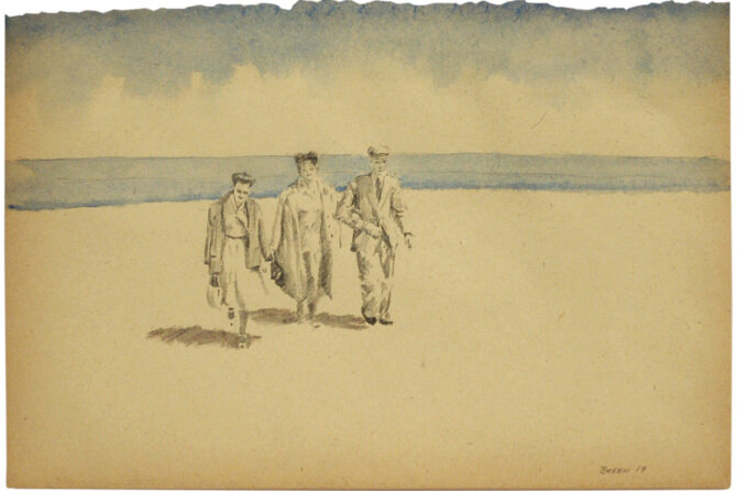 a nice day out / graphite and watercolour on found paper / 2018 / sold