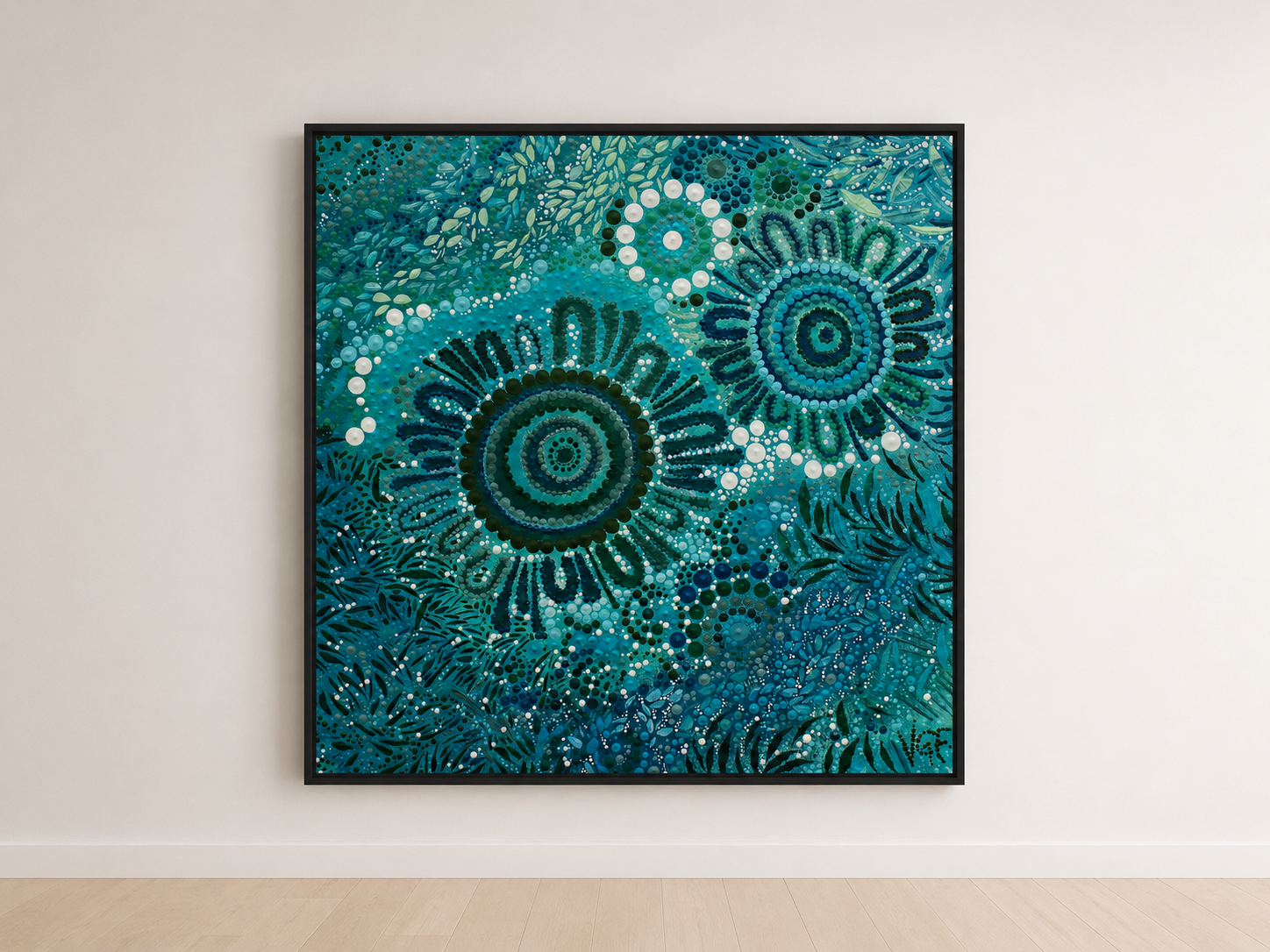 Awake-and-Gather-Square-black-framed-canvas-print.png