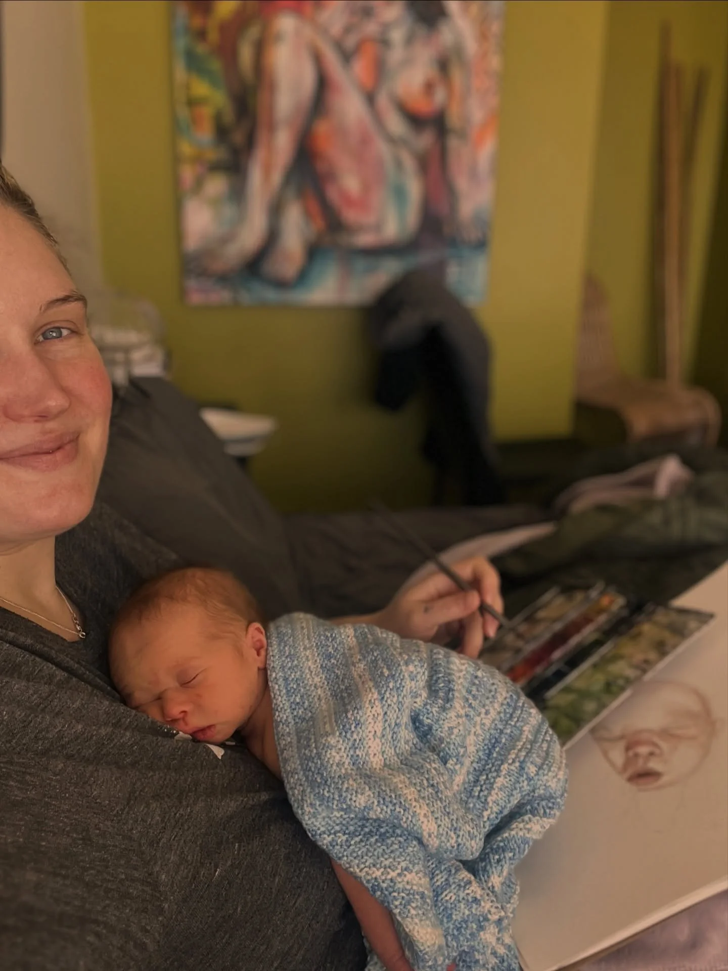 Tranquillement de retour &agrave; mes pinceaux avec mon petit ange! 🖌️
Facile d&rsquo;&ecirc;tre inspir&eacute;e avec une petite bouille si croquable comme mod&egrave;le 🥹!