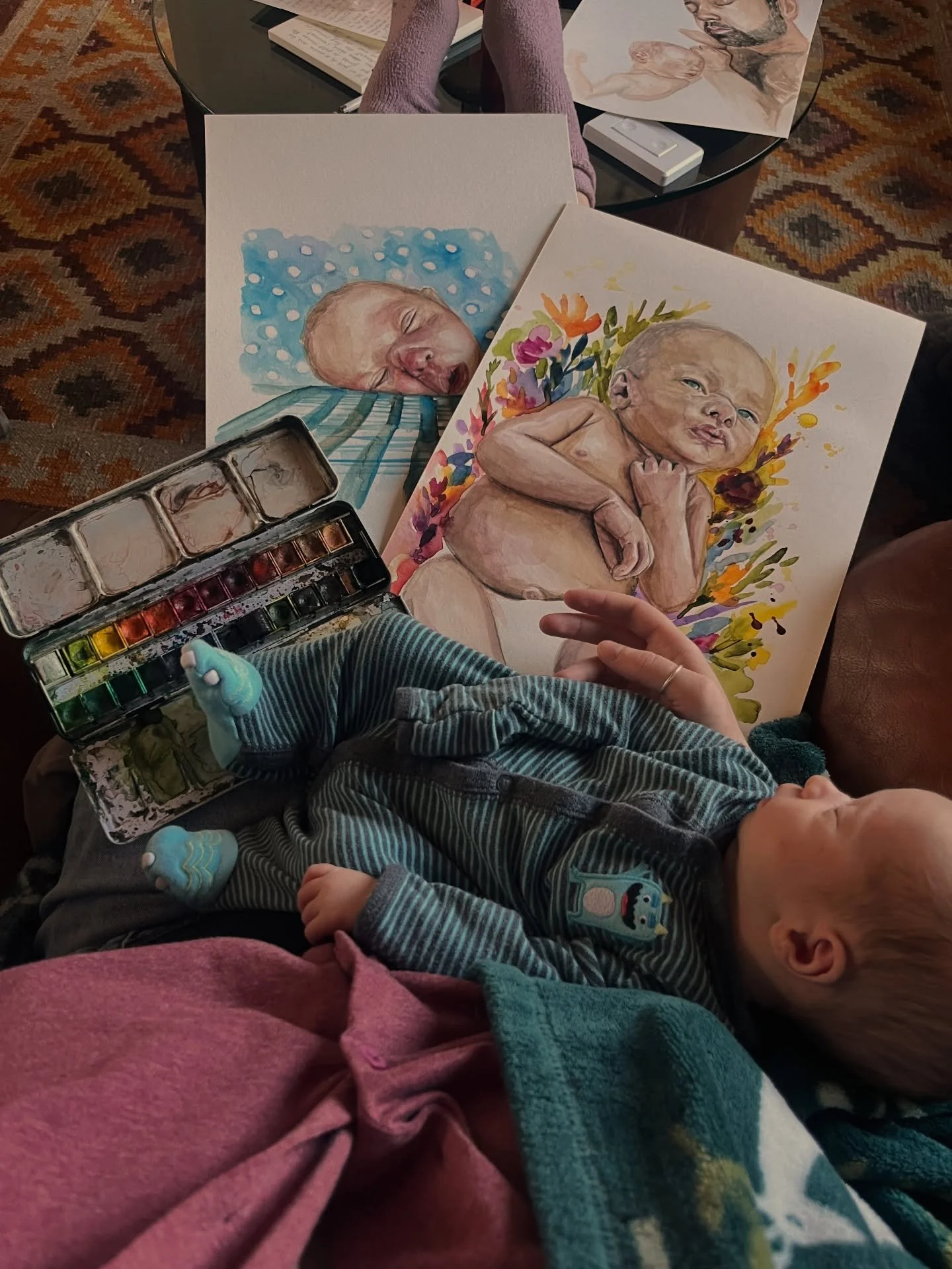 D&eacute;j&agrave; presque deux semaines de &ccedil;a ❤️
On en profite pour bien recharger les batteries, profiter de chaque seconde et capturer les doux moments en aquarelle. 
Je me remet &agrave; mes pinceaux d&egrave;s la semaine prochaine! Je sui