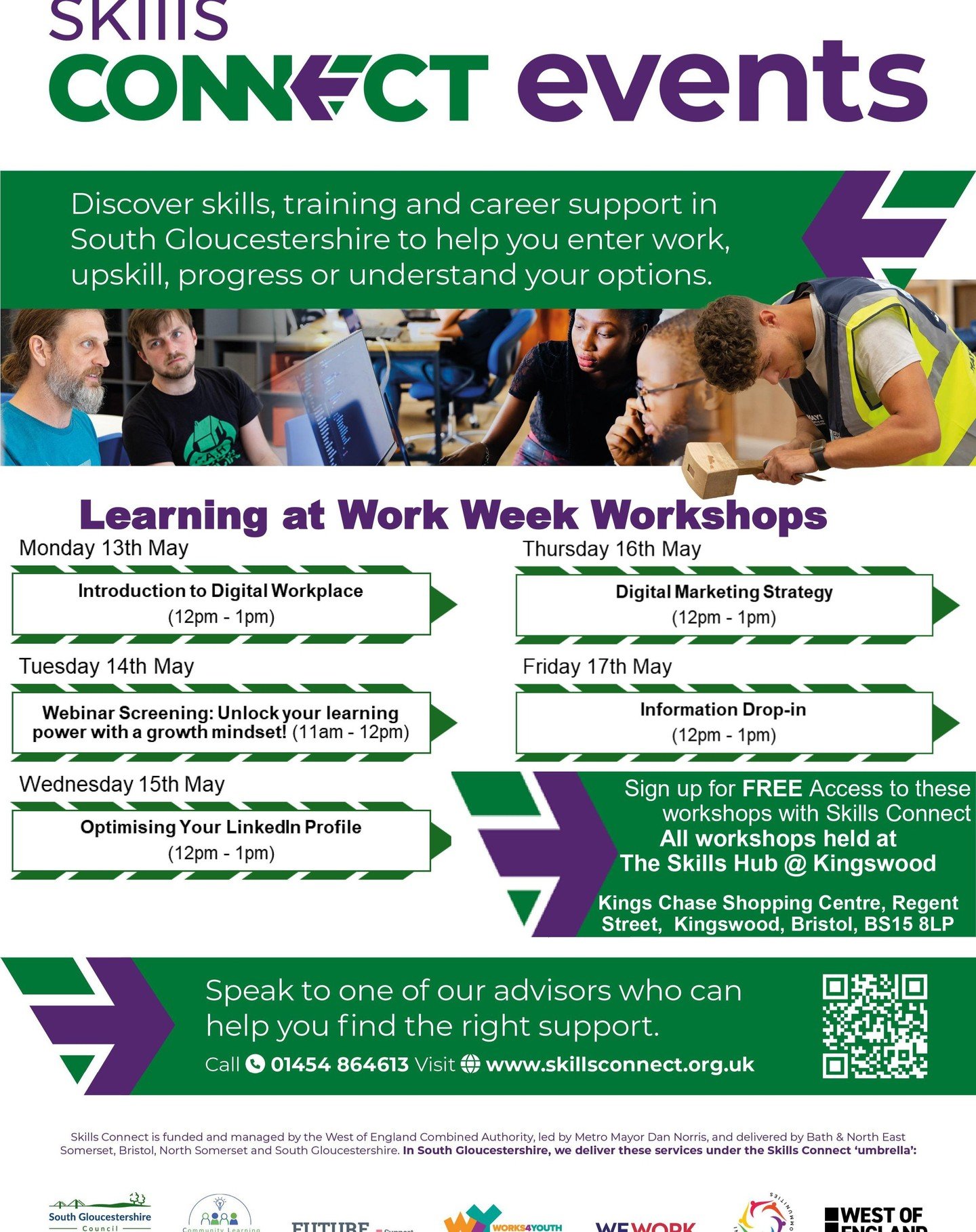 Learning at Work Week is coming up. Join us at the Skills hub in Kingswood for a series of short workshops and info sessions. 
Go to www.skillsconnect.org.uk and click on the events section to find out more!
