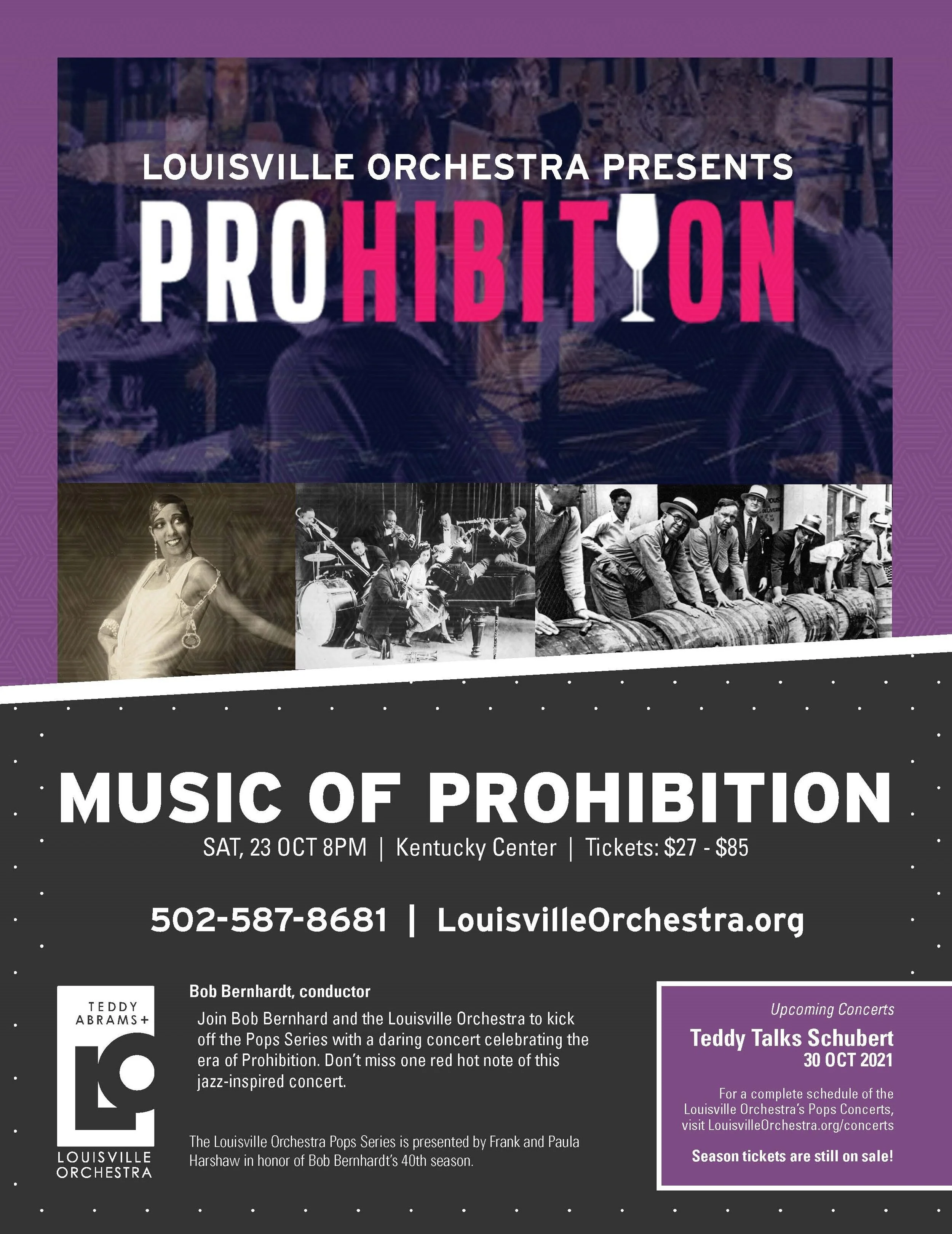 Graphic promoting Louisville Orchestra’s October 23 Music of Prohibition program. Credit: Louisville Orchestra.