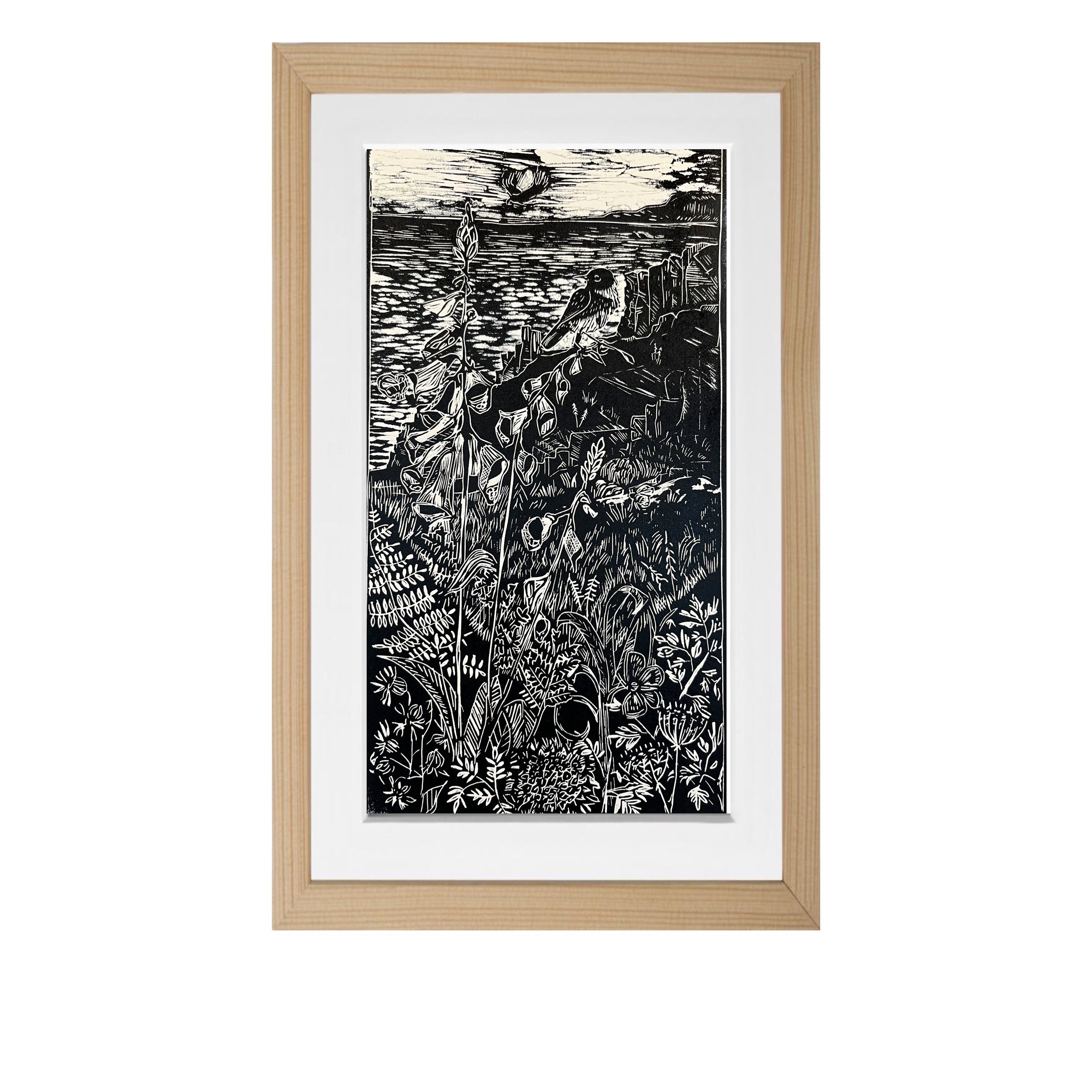 Ashford Cottage Design, Lino Print south west coastal path , Cornwall