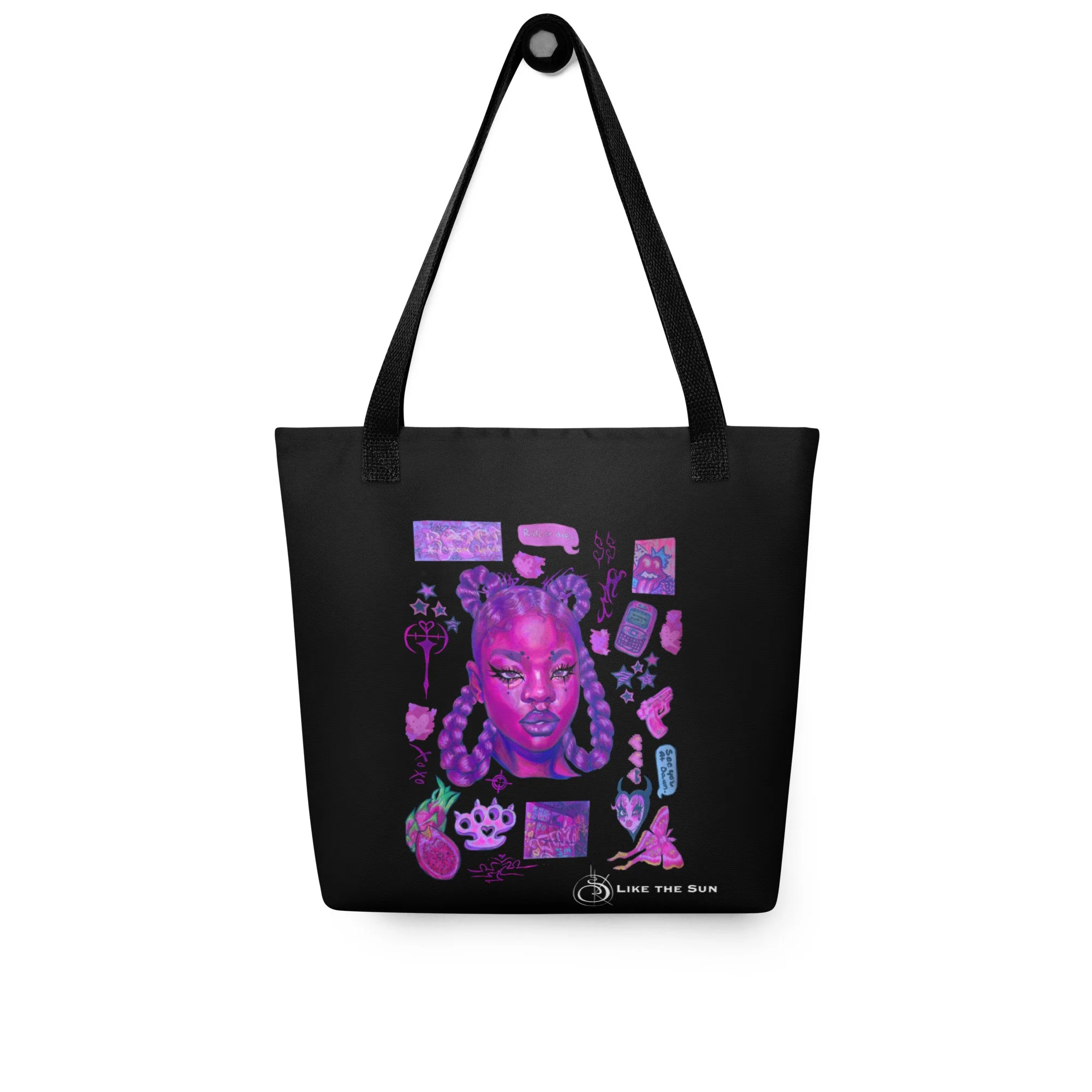 Multiiittudes Pink Tote Bag Black