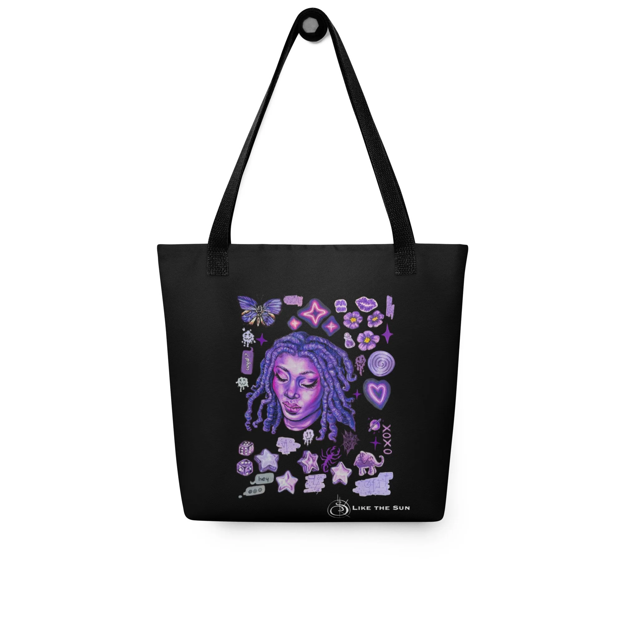 Multiiittudes Purple Tote Bag Black