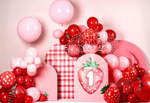 Berry first birthday Cake Smash theme with strawberry decorations
