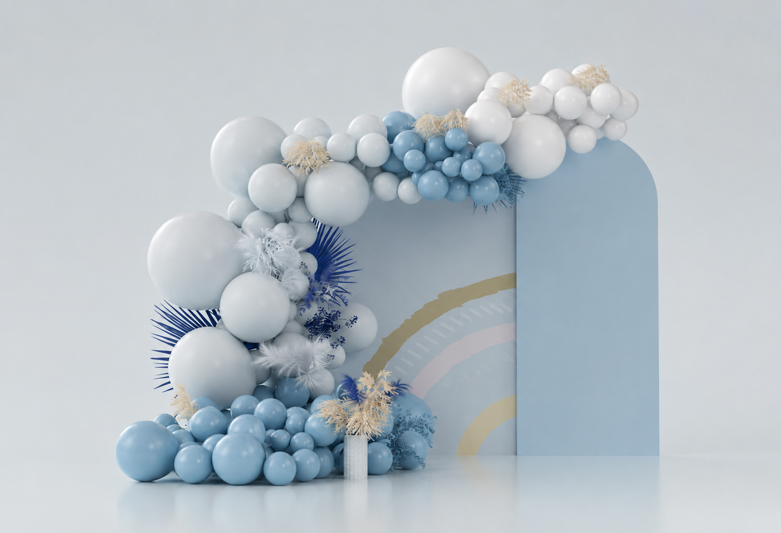 blue board and balloons 
