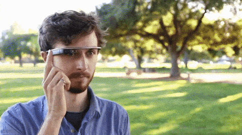 User wearing Google glass