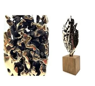 N°62. (2022)
Haut: 23.5 x Larg: 10 x Prof: 4 cm.
Poids: 1kg
Bronze Freestyle doré poli sur socle en bois de chêne du XVIIème siècle.
Pièce unique. 1/1
Prix sur demande.