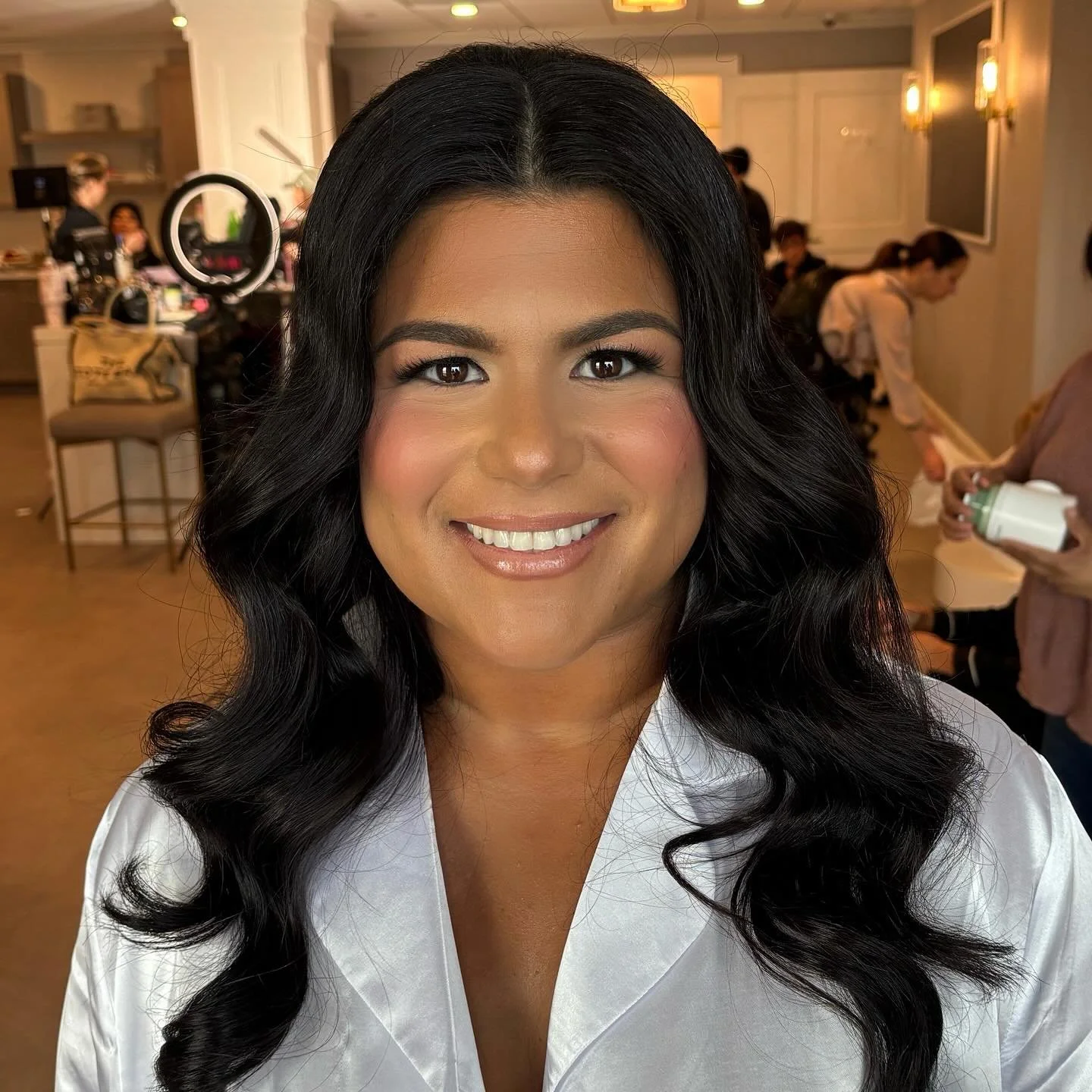 My bombshell beauty, Becca, at one of my favorite venues @clarkslandingyachtclub ✨ The morning was filled with laughs &amp; lots of love from her girls! Thank you for choosing me as your makeup artist 🥰 I adored creating this glowy, soft glam look w