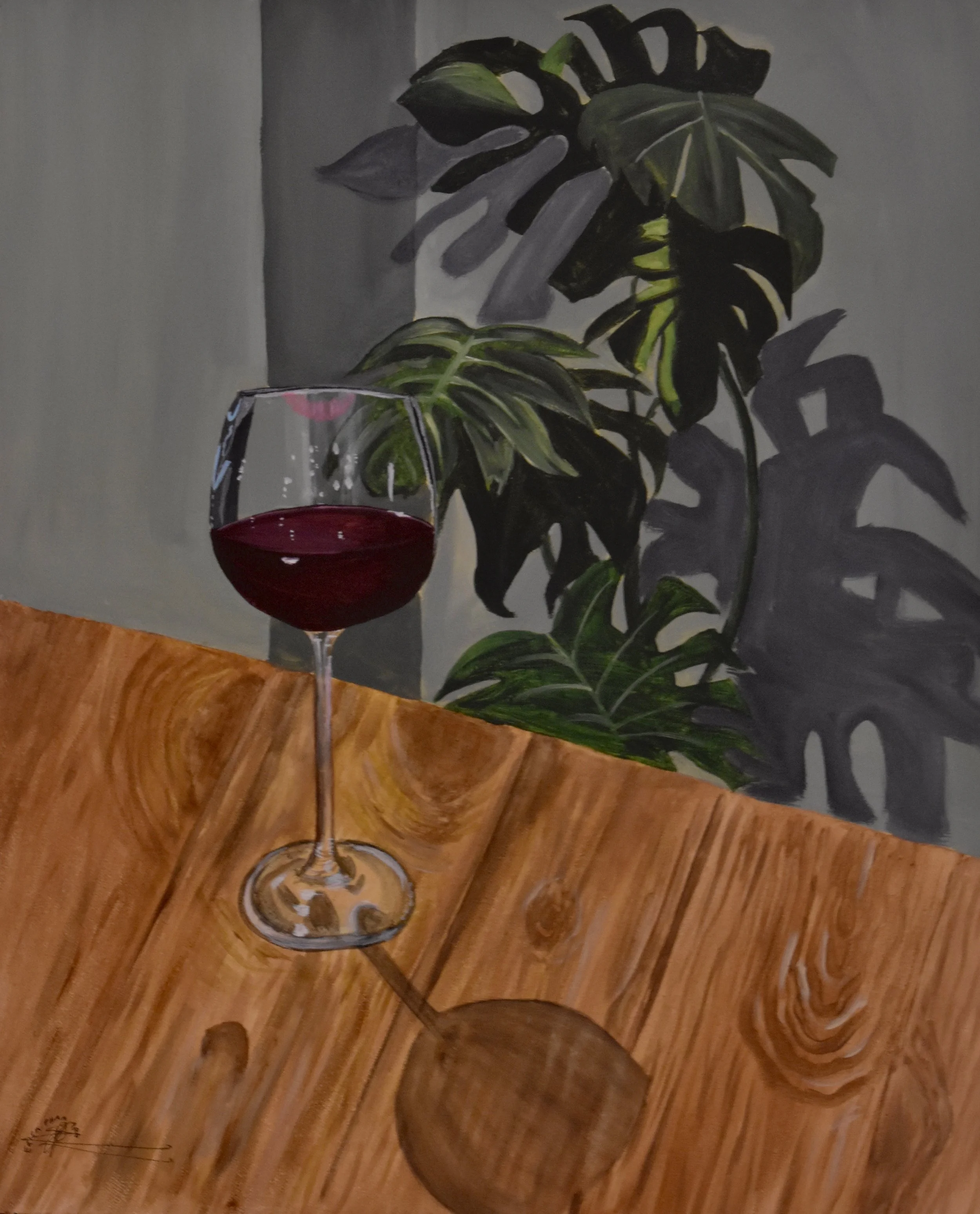 ✧ "Medium Malbec, Please" - Acrylic and ink on canvas.