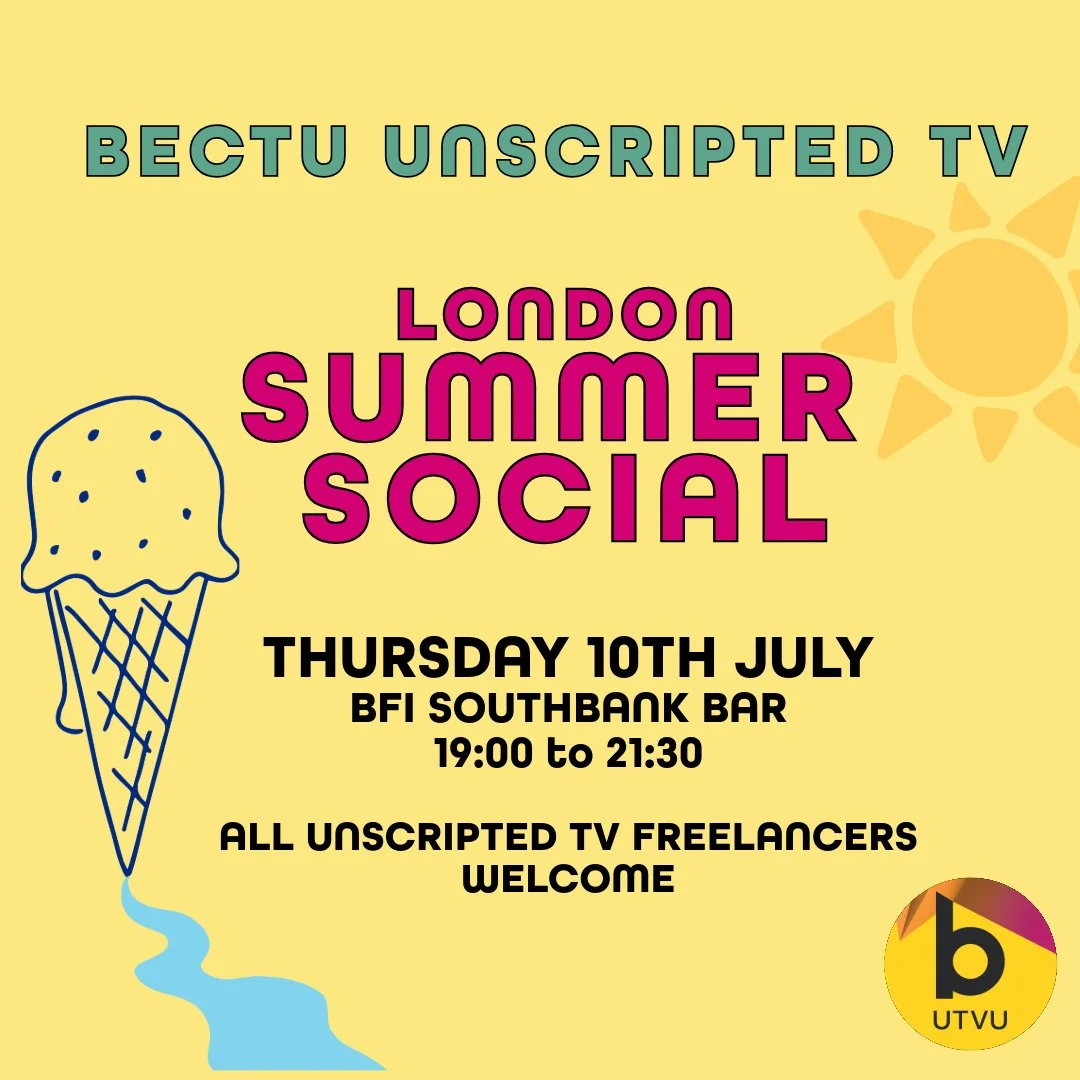Come along to our annual London Summer Social on THURSDAY 10TH JULY from 19:00 at the BFI Southbank Bar (on the ground floor near the box office entrance). All Unscripted TV Freelancers welcome. More socials in other cities coming again soon!