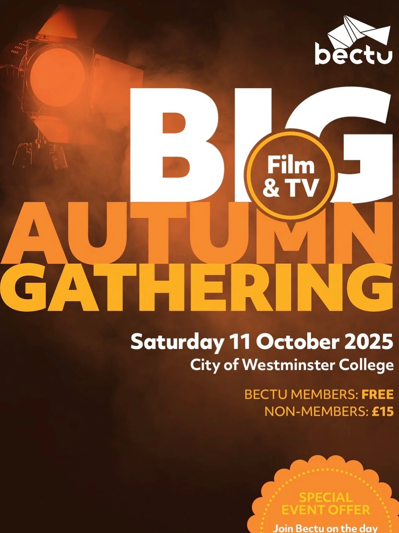 🎬&nbsp;Unscripted freelancers &mdash; this one&rsquo;s for you.

Come along to @bectufilmtv&rsquo;s Big Autumn Gathering&nbsp;this Saturday with others from the&nbsp;Unscripted Branch Committee&nbsp;- come and say hi if you&rsquo;re around.

We&rsqu