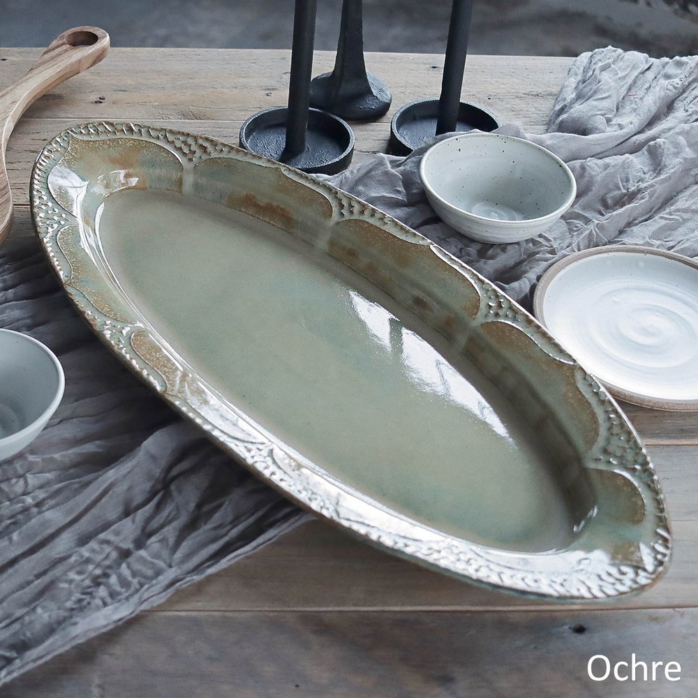 Handmade 24 inch Oval Stoneware Platter by Hamilton Williams