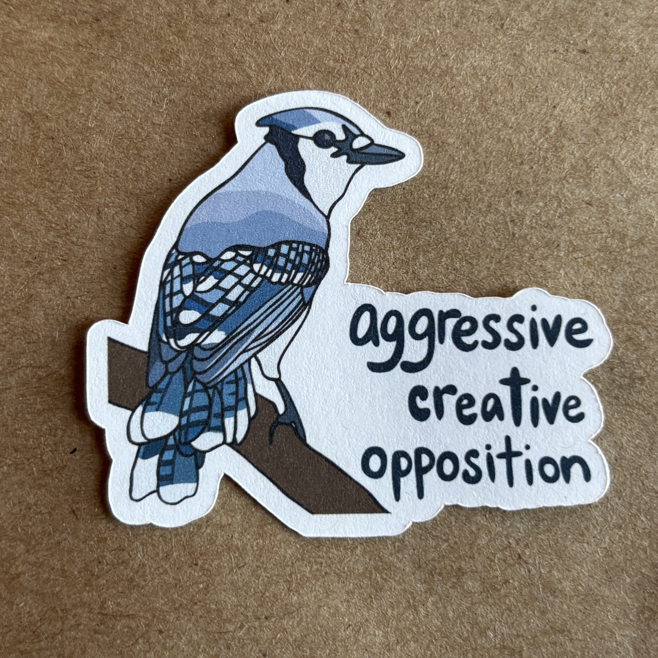 Aggressive Creative Opposition Bluejay sticker — AnneArchy