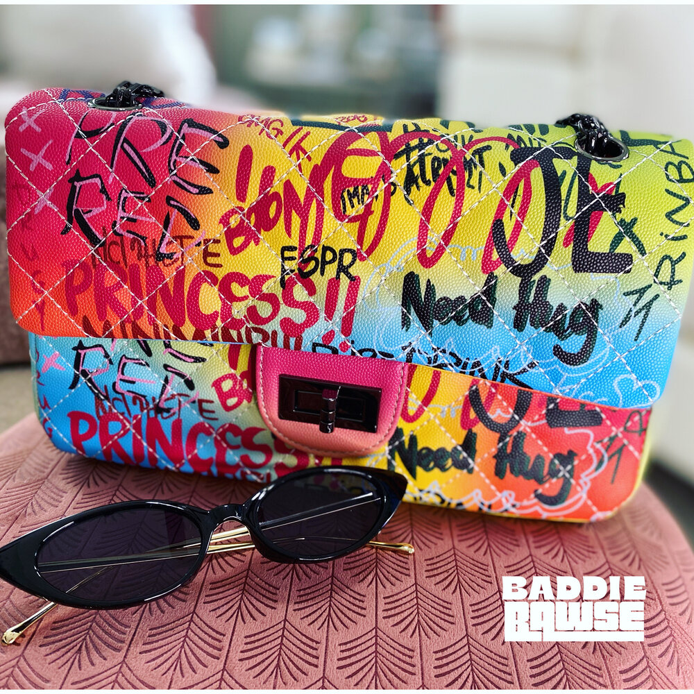 Graffiti Handle Bag - Camel – The Baddie Boudoir