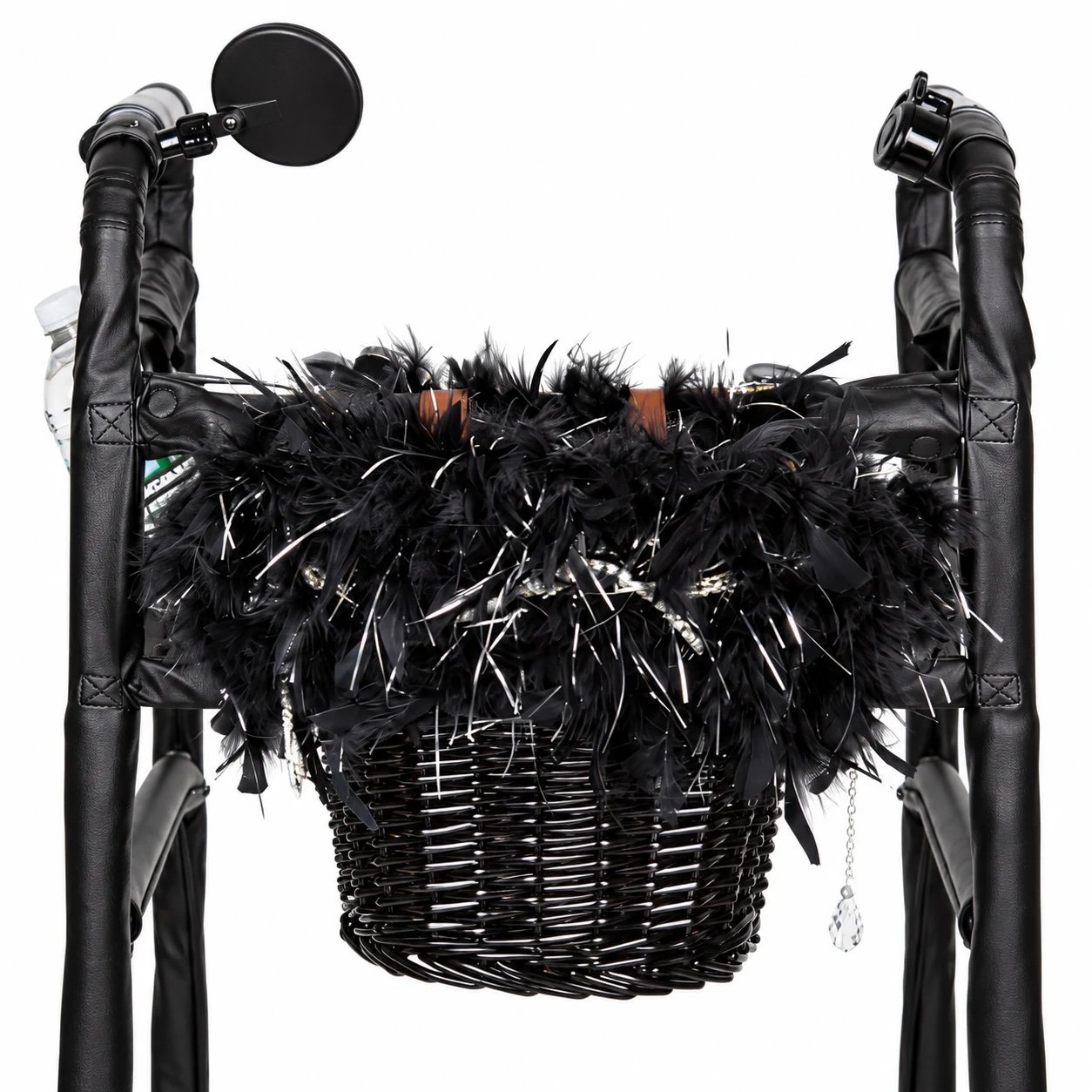 Close-up of the Date Night black basket and decorative details.