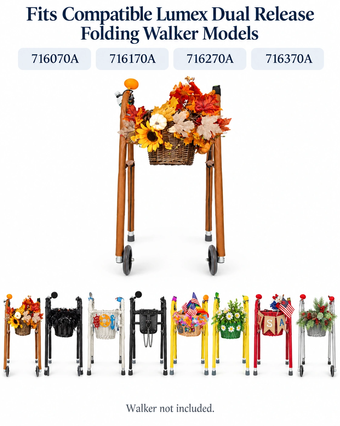 Fit guide for Lumex Dual Release Folding Walker models 716070A, 716170A, 716270A and 716370A.