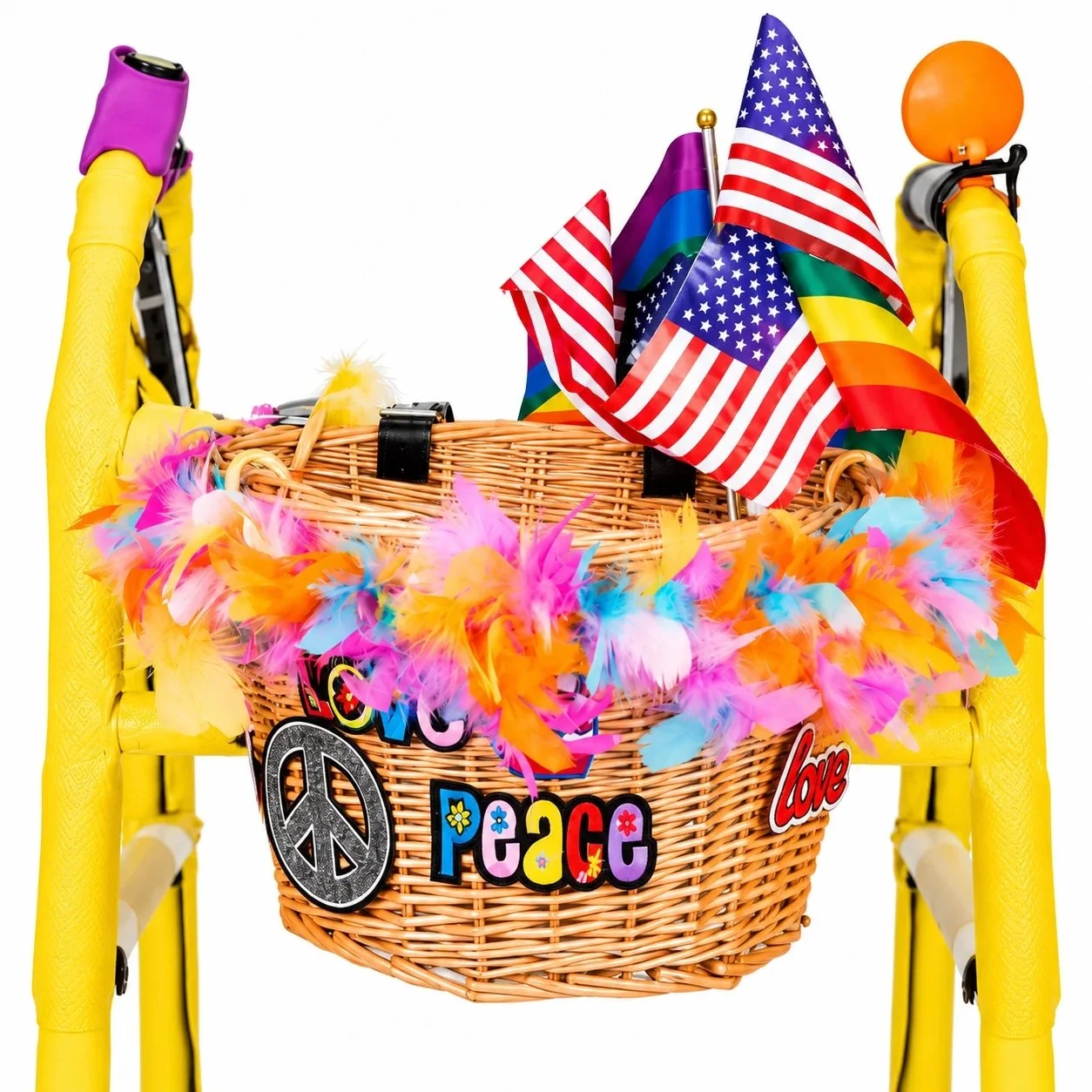 Close-up of the Movin’ & Groovin’ basket and colorful decorative details.