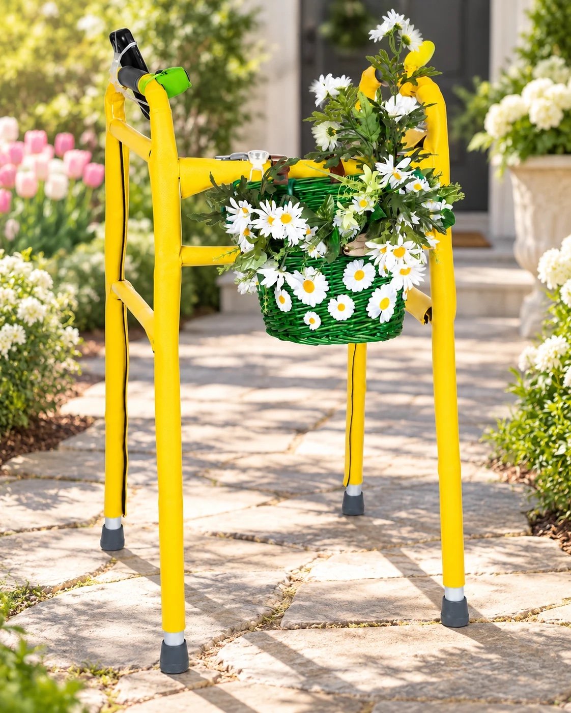 Spring Fling Whimsy Walkers decorative accessory kit in a bright garden setting; walker not included.