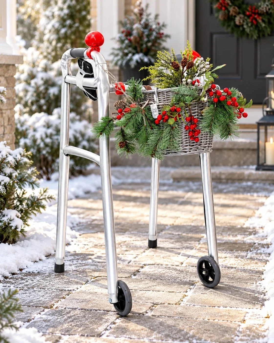 Winter Wonderland Whimsy Walkers decorative kit in a winter outdoor setting