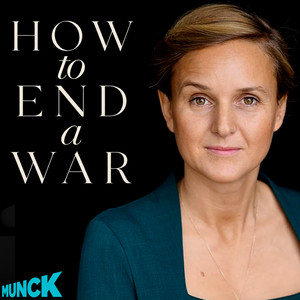 Podcast artwork with the title 'How to End a War' and a photograph of host Isabel Bramsen, and the brand mark for Munck Studios.