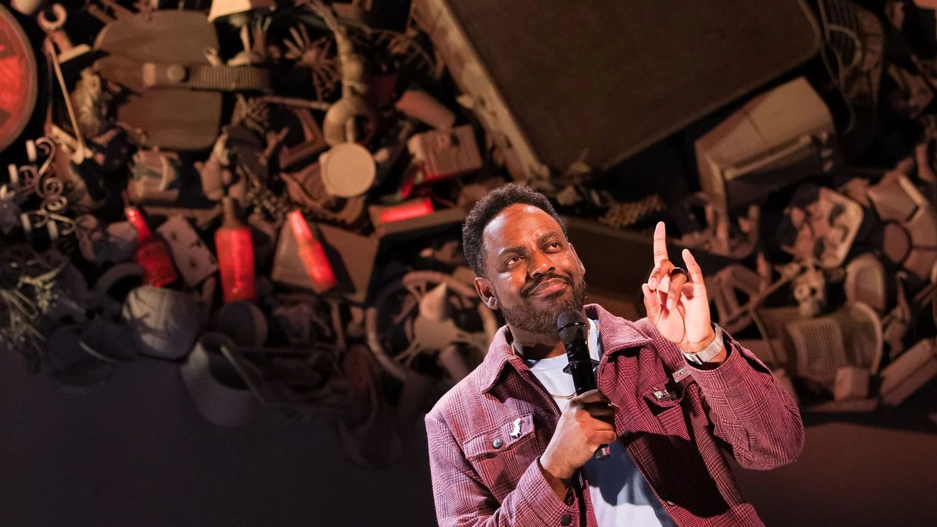 Baron Vaughn in Baron Vaughn: Cycle Breaker, as part of The Logan Festival or Solo Performance, August 20 - 30. Photo by Ron Heerkens Jr./Goat Factory Media