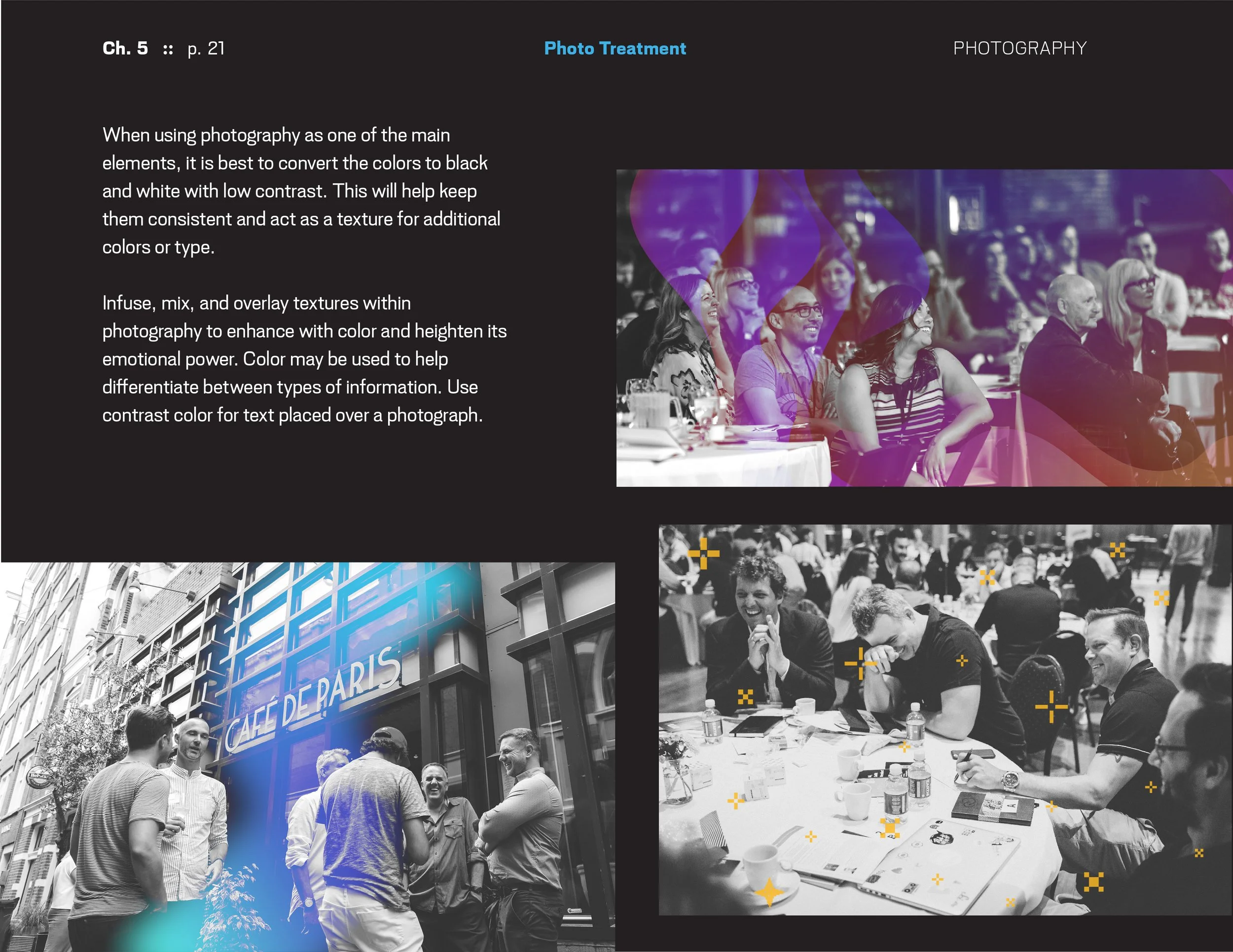 Sample pages from SoDA's new styleguide