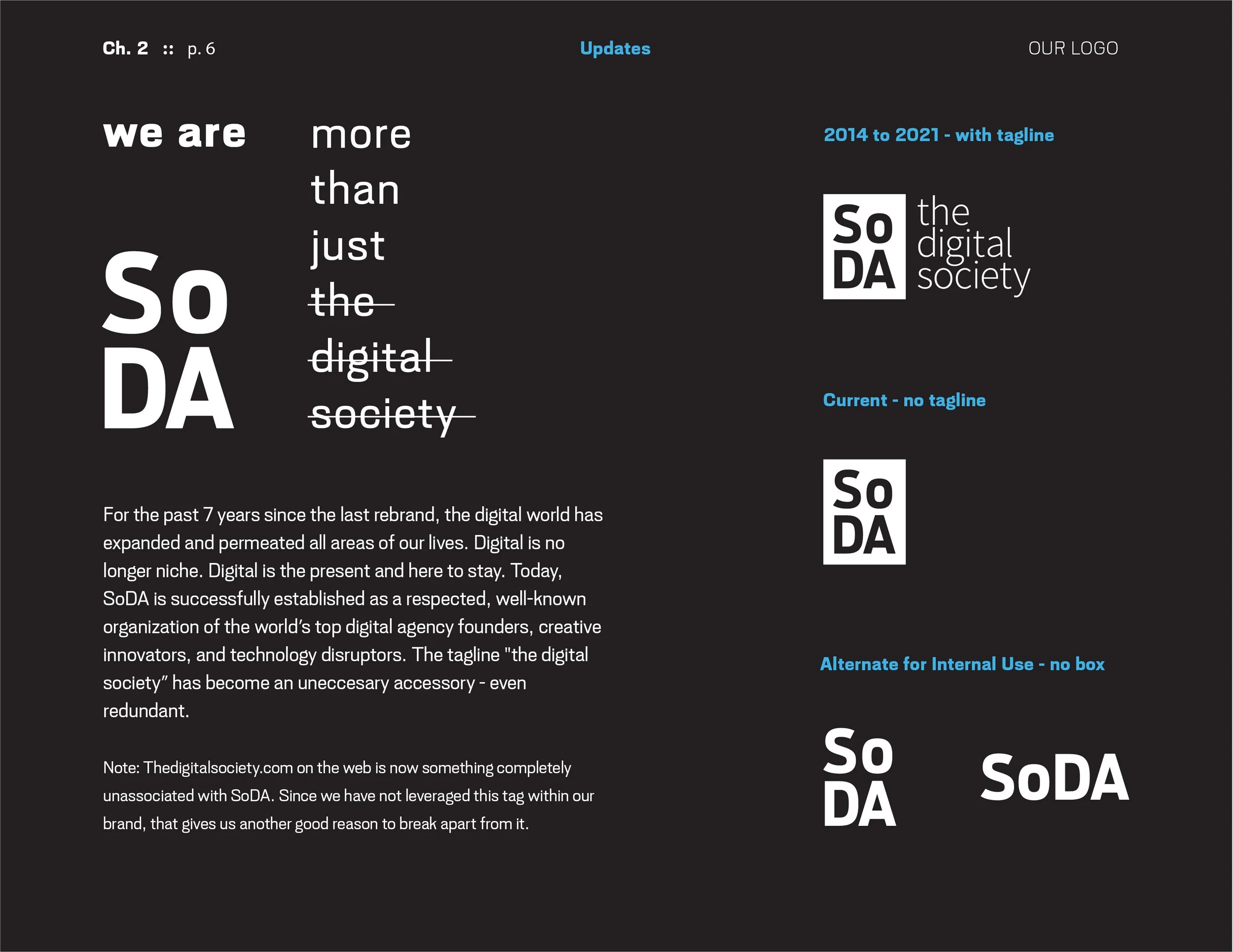 Sample pages from SoDA's new styleguide