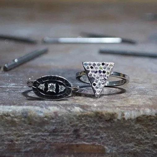 Stone setting practice during jewellery training at the Greece programme