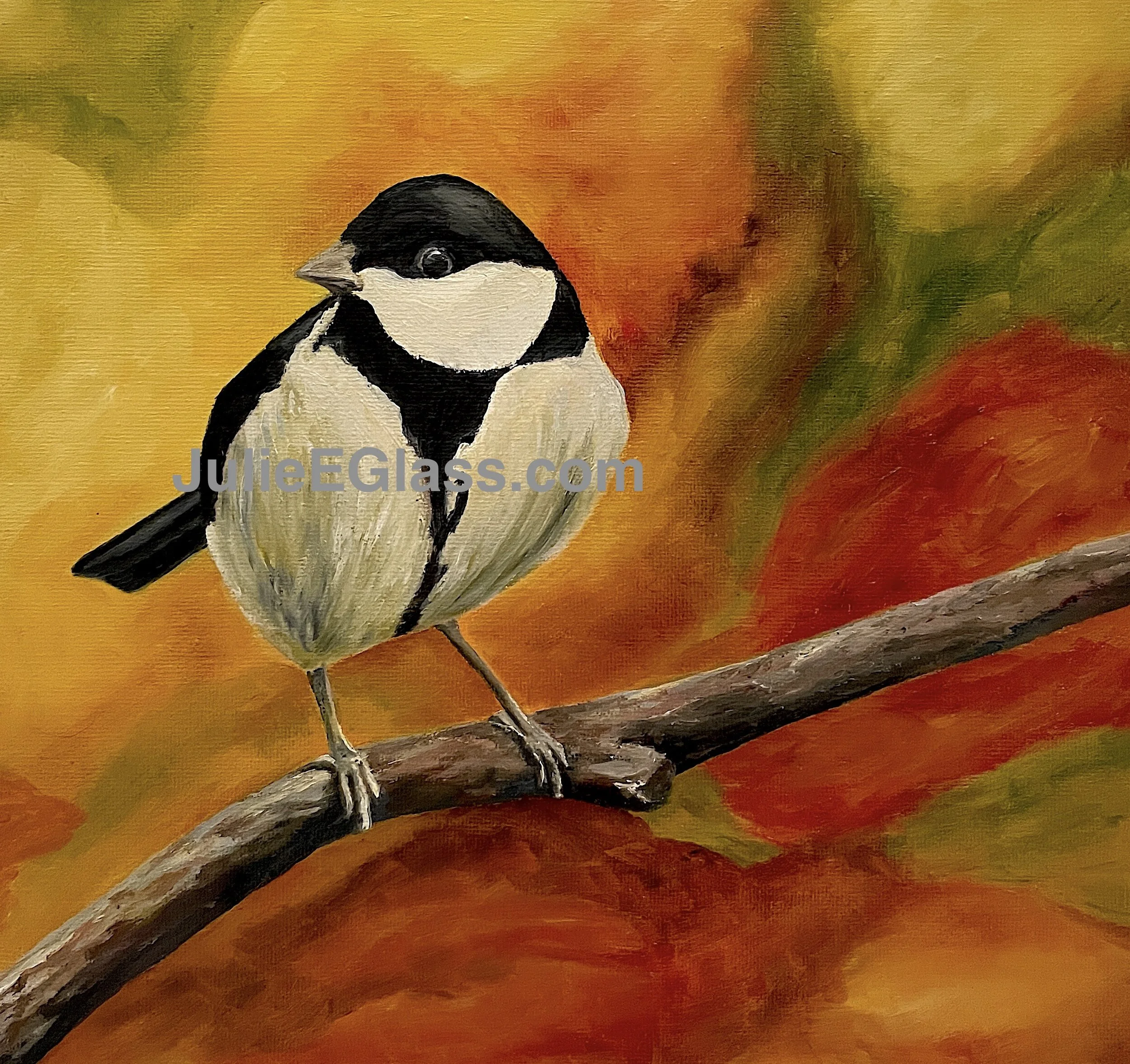 Beth is a Great Tit.  Beth is a smart, acrobatic, garden loving songbird that can be found throughout most of Europe and Asia.  She has up to 40 different calls and will use tools.  Beth is brave and may even prey upon bats.

The Original and Prints 