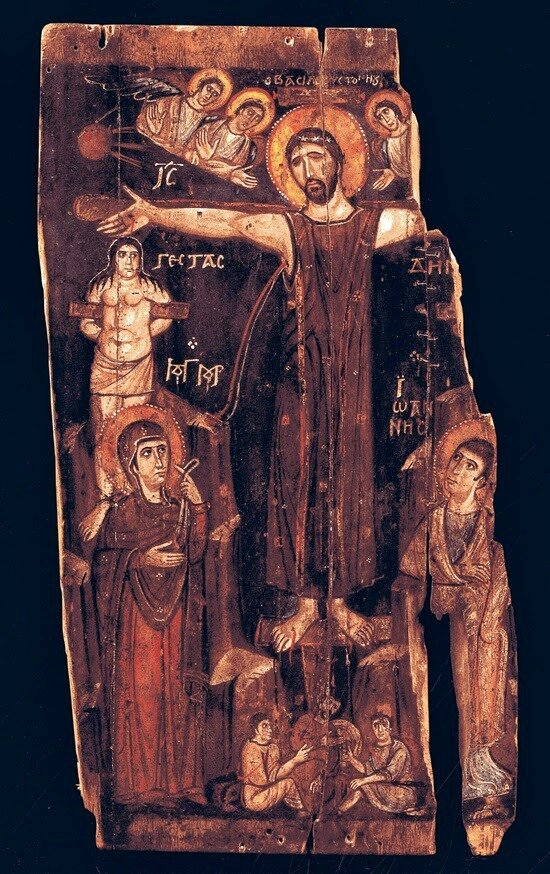 The oldest icon of the Jesus Christ and the Crucifixion, St Catherine's Monastery, Sinai, Egypt, 8th Century.