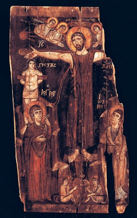 The oldest icon of the Jesus Christ and the Crucifixion, St Catherine's Monastery, Sinai, Egypt, 8th Century.