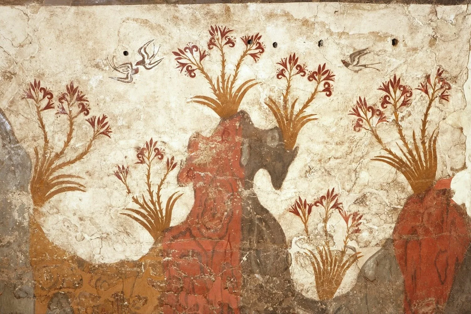 The Volcanic Rock Shades and Colors in the Spring Fresco of Akrotiri