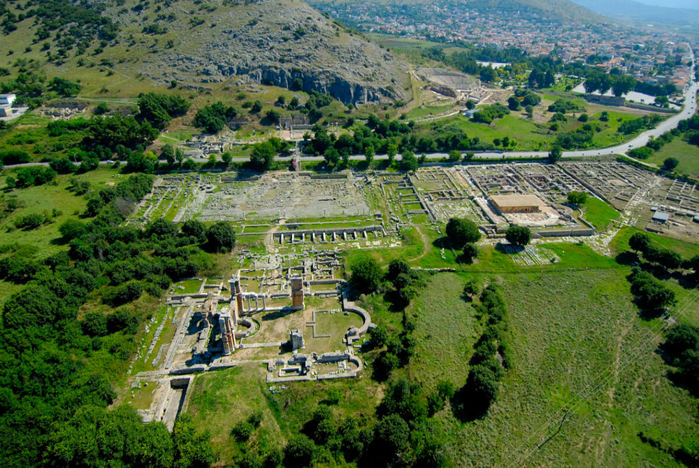 a-portable-sundial-adorns-the-archaeological-museum-of-philippi-in-greece