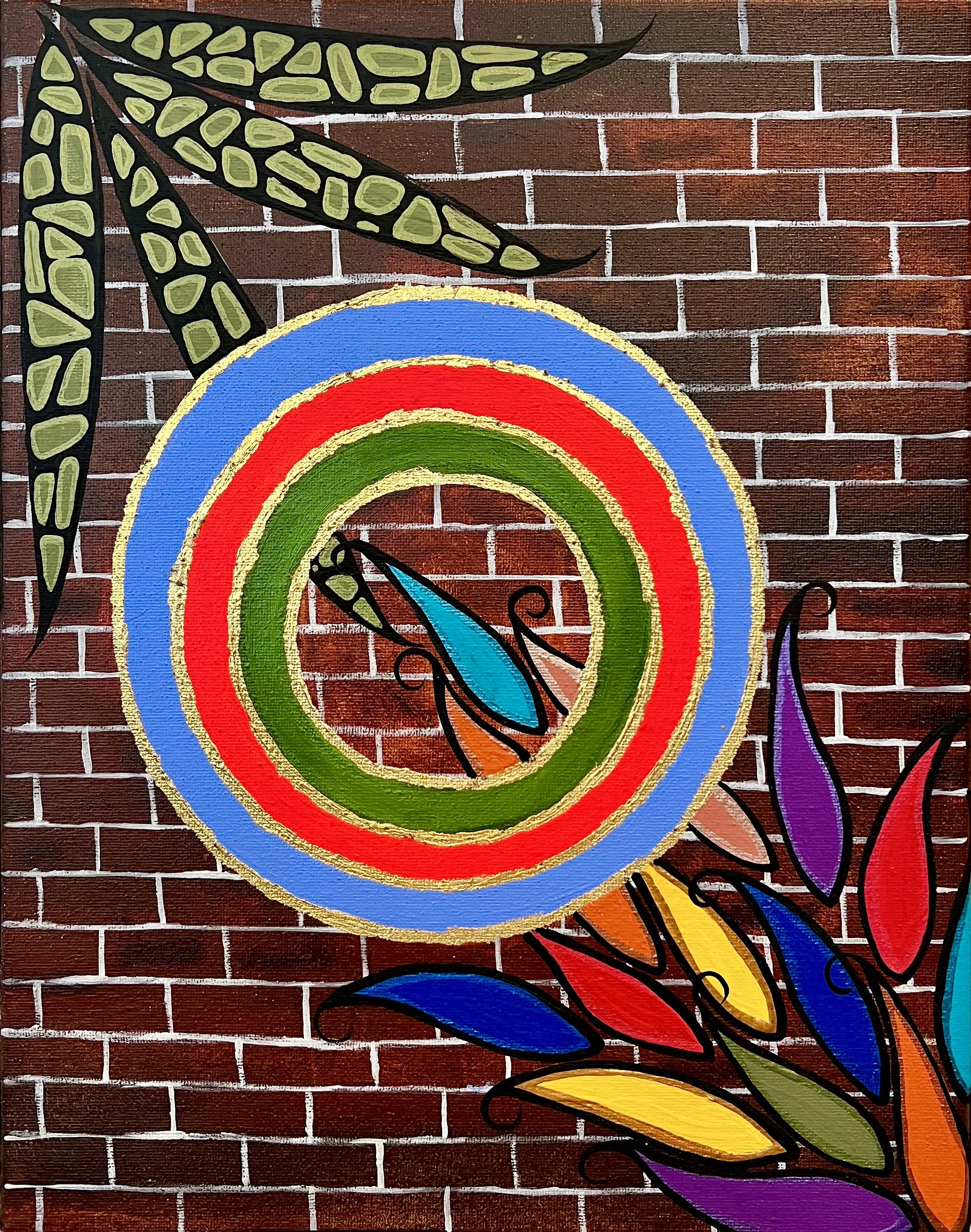 Title: A Different Type of Target 
Artists: Gerry GOS” Simpson & Ebony London
Dimensions: 11” x 14”
Medium: Acrylic on canvas
