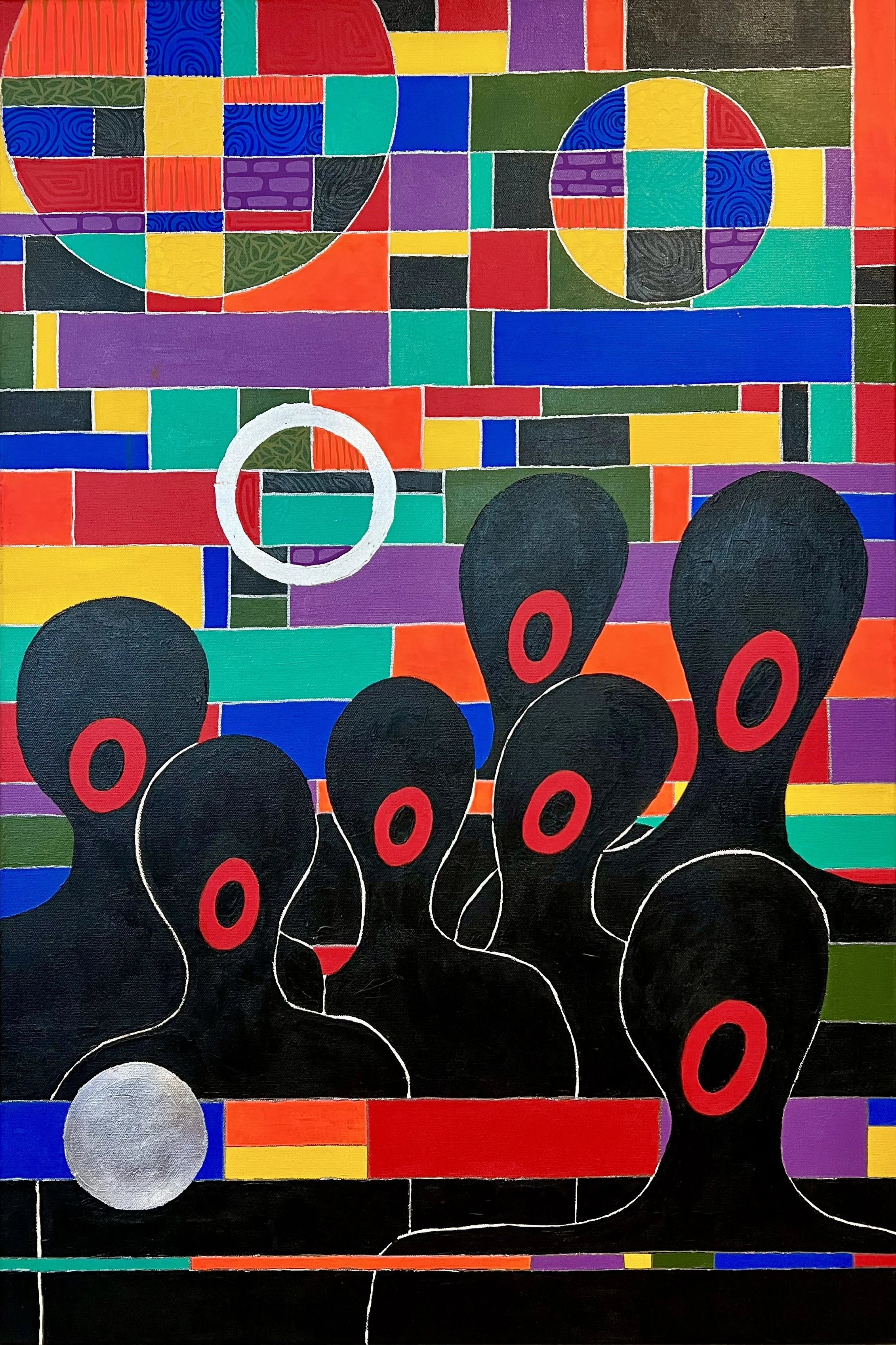 Title: FUNCTION AT THE JUNCTION
Artists: Gerry GOS” Simpson & Ebony London
Dimensions: 36” x 24”
Medium: Acrylic on canvas
