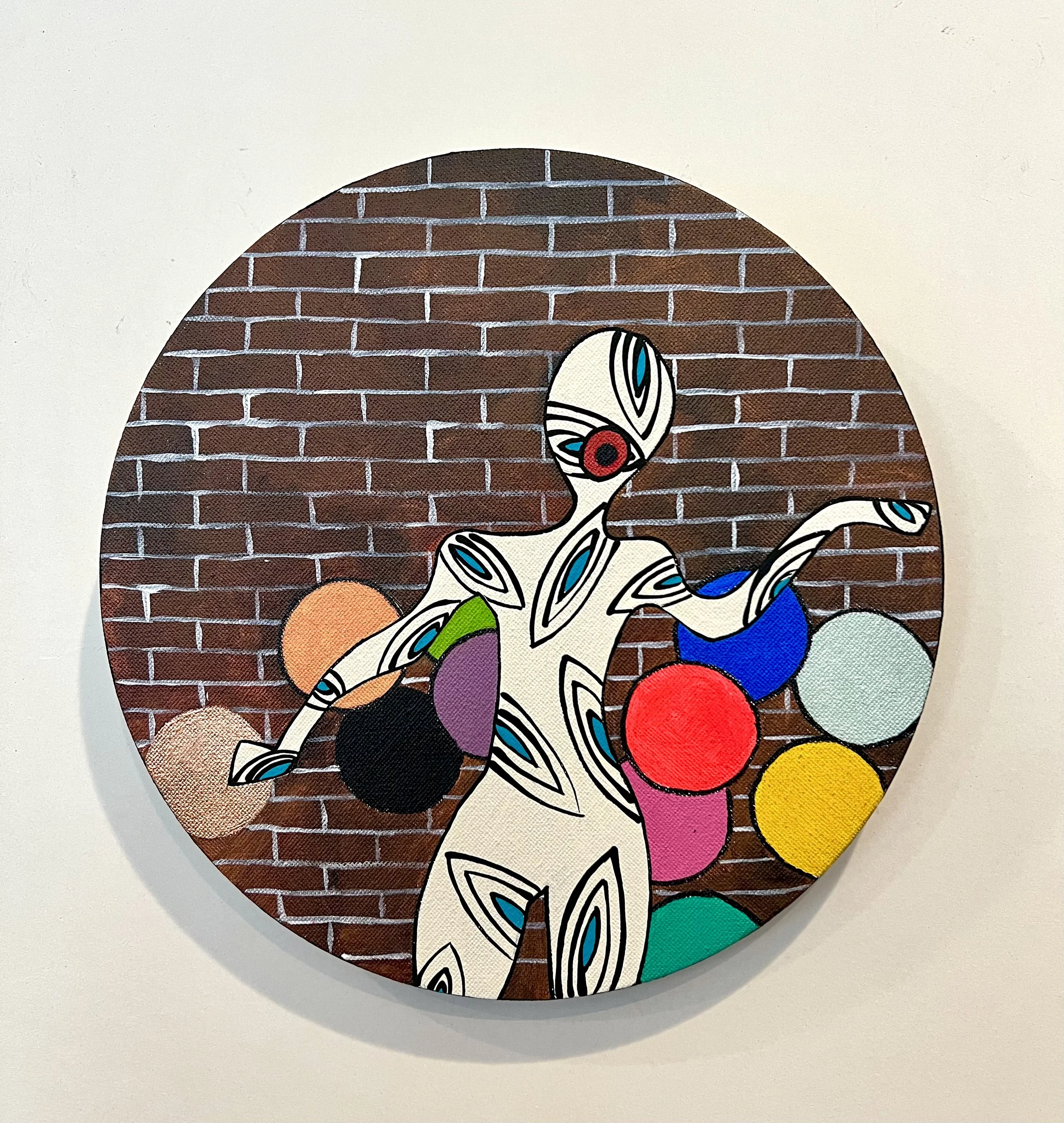 Title: Caught In The Urban Bubble
Artists: Gerry GOS” Simpson & Ebony London
Dimensions: 9” circle
Medium: Acrylic on canvas
