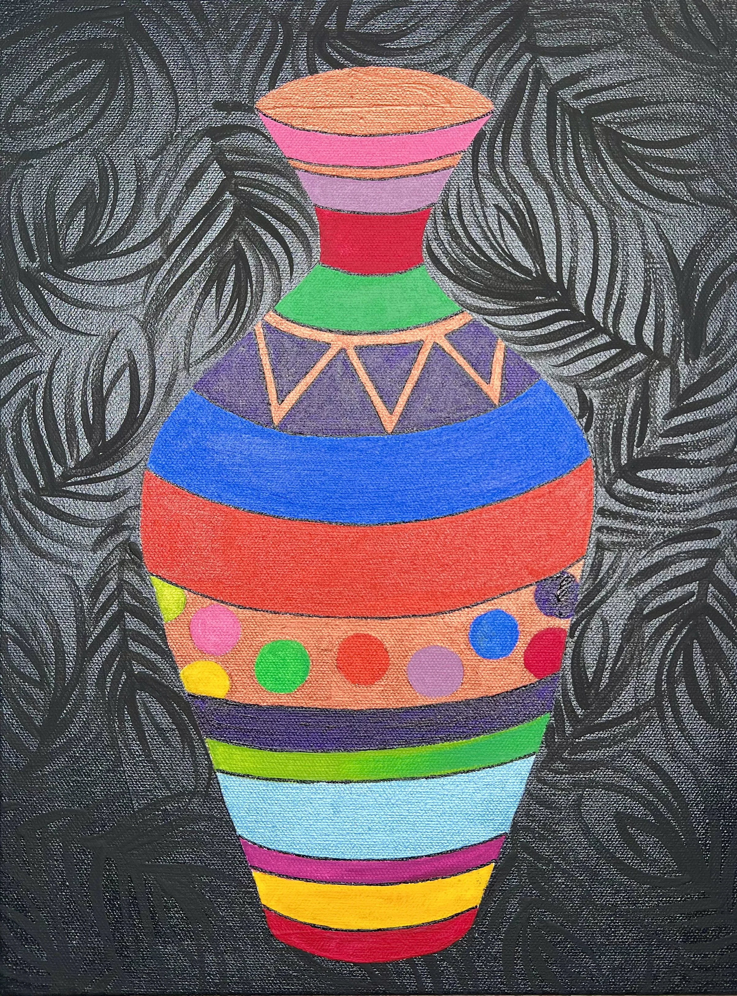 Title: Urn Nest
Artists: Gerry GOS” Simpson & Ebony London
Dimensions: 12” x 16”
Medium: Acrylic on canvas