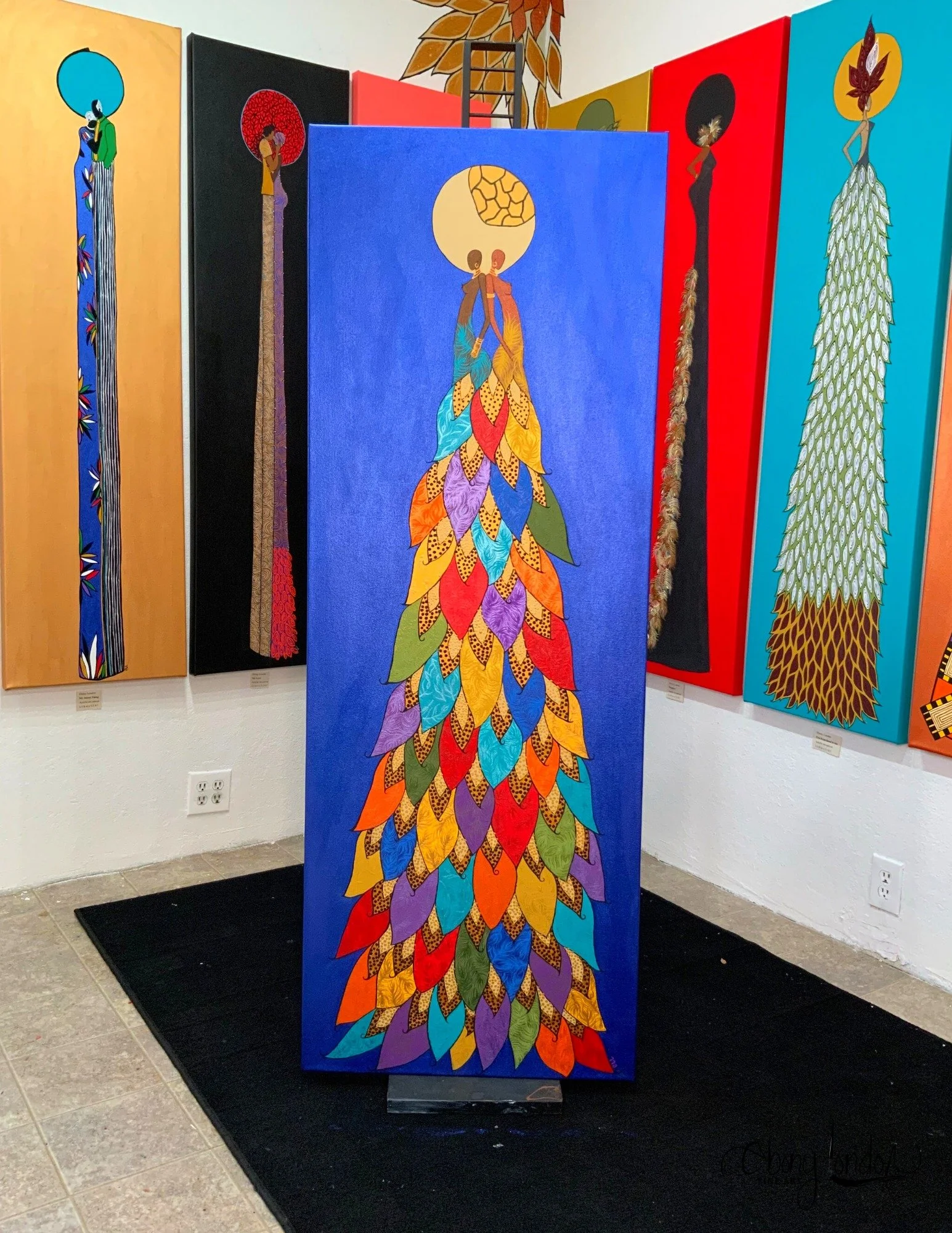 Goddesses/ Acrylic on canvas/ 2 ft w x 5.5 ft l/Sold