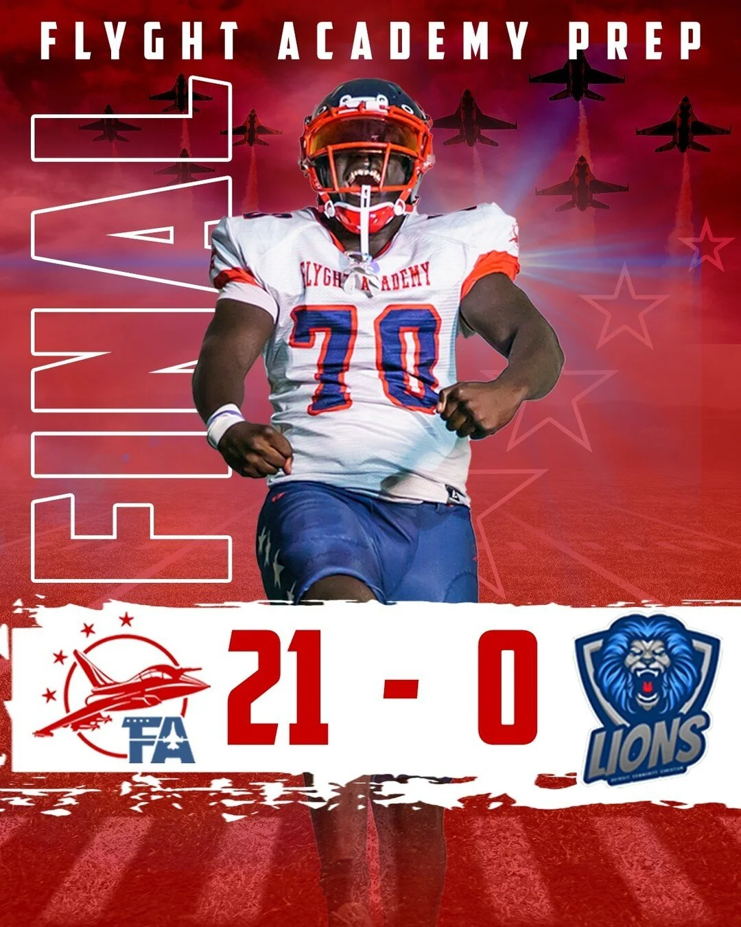 ✈️ 🏈 Got the W in our inaugural game against @detroitcccfb! 😤 #historyinthemaking #flyghtprepfb