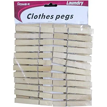 Home-X Wooden Clothespins - Set of 50