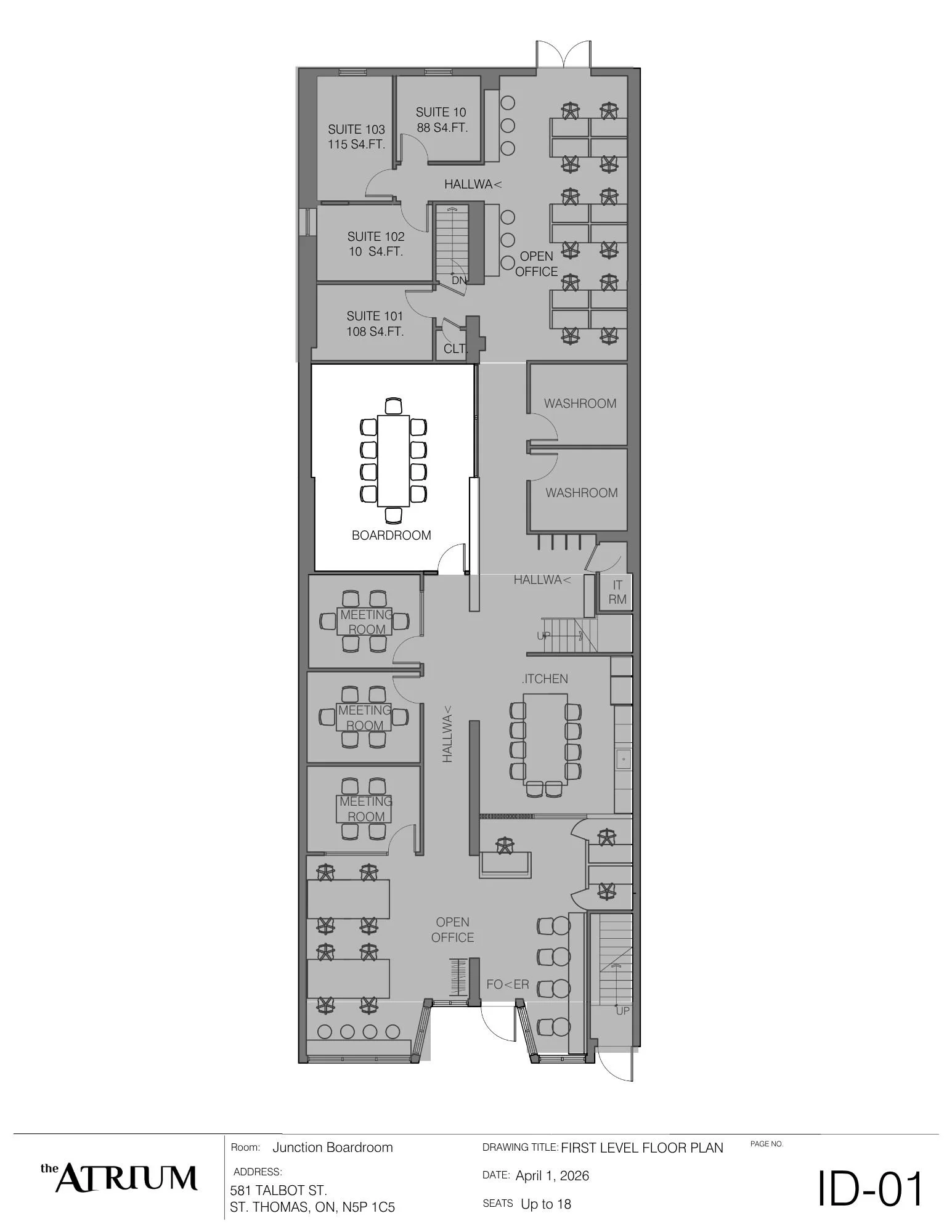 Accessible Boardroom within the Atrium Coworking space 581 Talbot Street