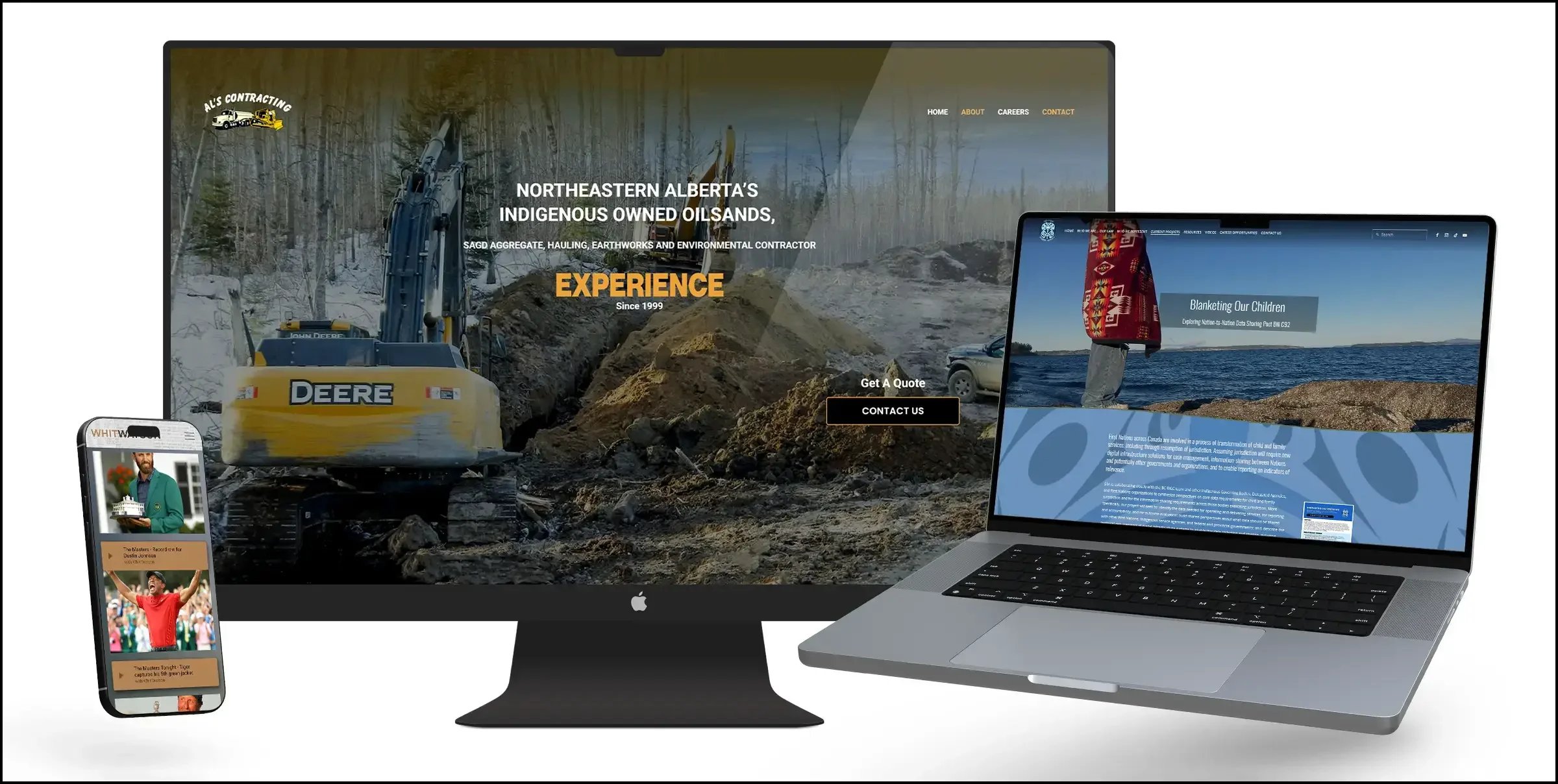 A Smartphone, Desktop and Laptop