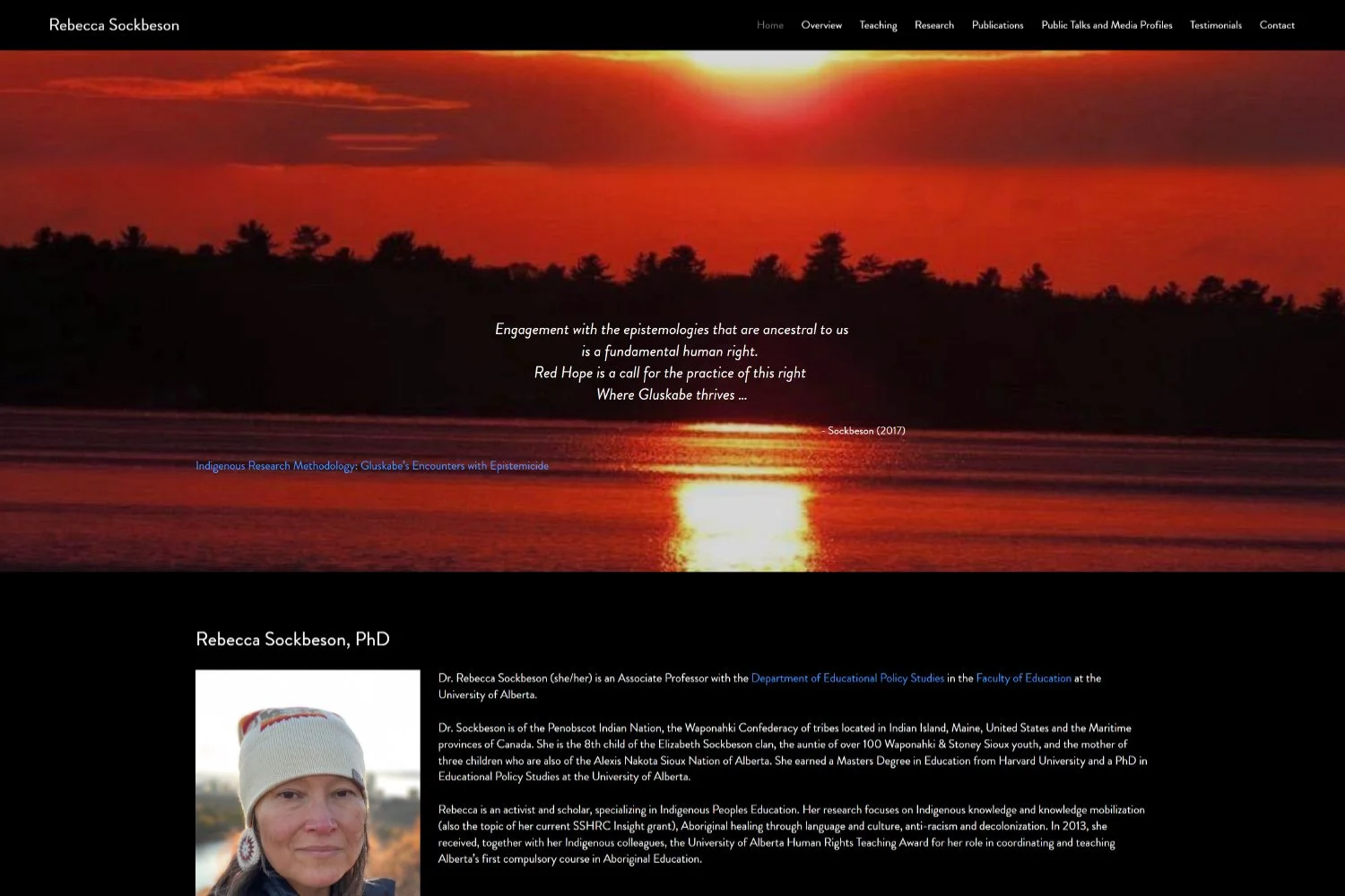 Rebecca Sockbeson, PhD Website