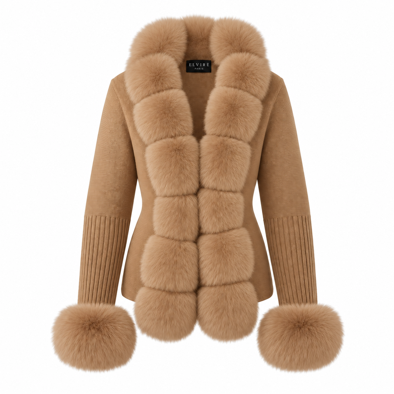 FUR TRIM KNITTED CARDIGAN